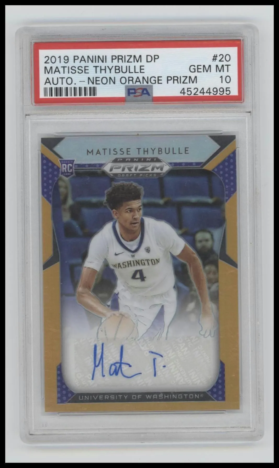 2019 Panini Prizm Draft Picks Autographs Neon Orange Matisse Thybulle 10 PSA #20