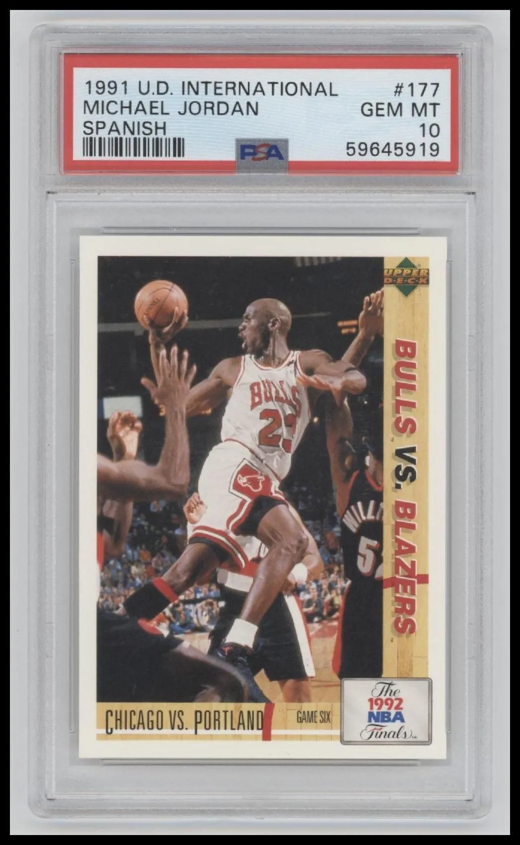 1991 Upper Deck International Spanish Michael Jordan 10 PSA #177