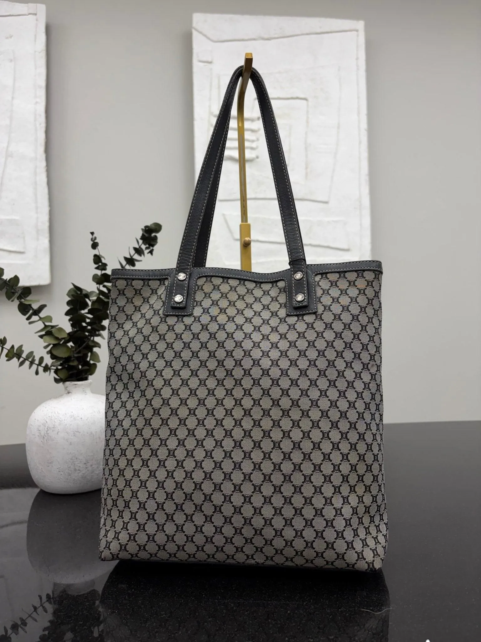 Celine Black Macadam Canvas Tote Bag