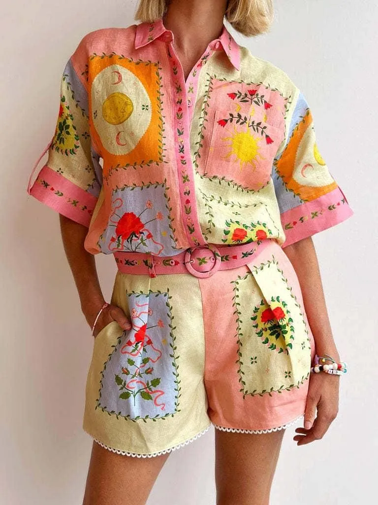Linen Casual Shirt and Shorts Set