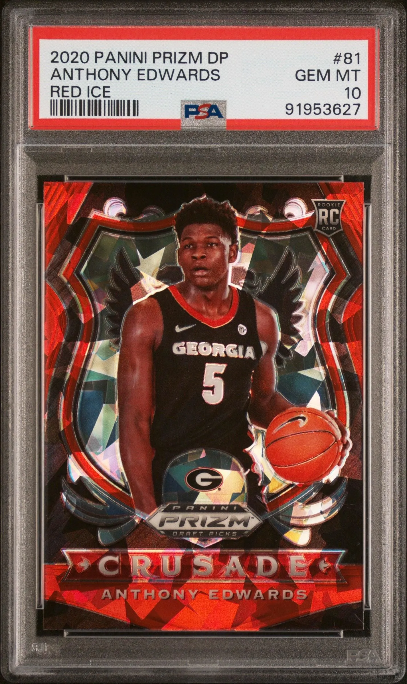 2020 Panini Prizm Draft Picks #81 Anthony Edwards Red Ice PSA 10