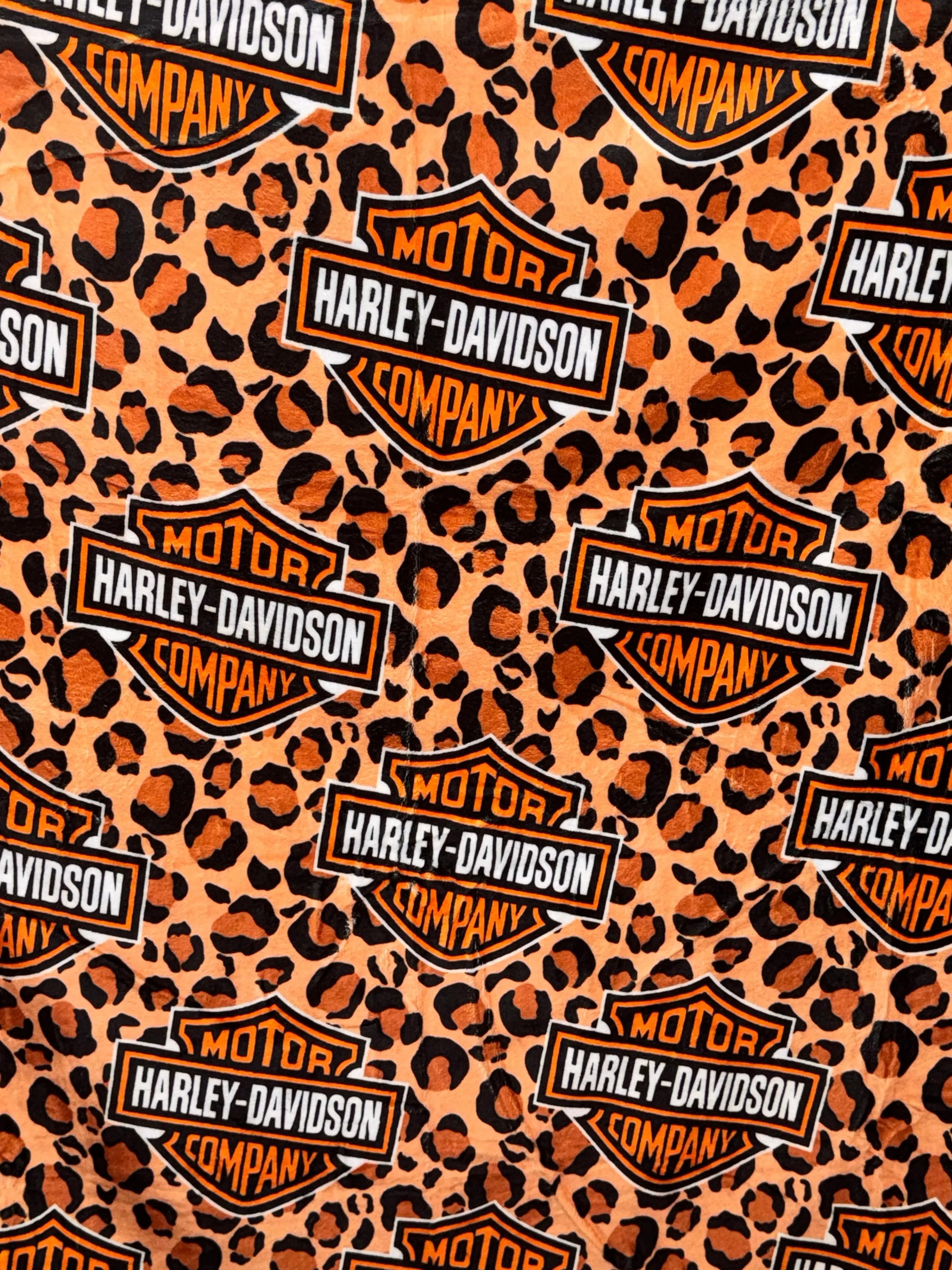 Cheetah Harley Davidson 50x60 Minky Plush