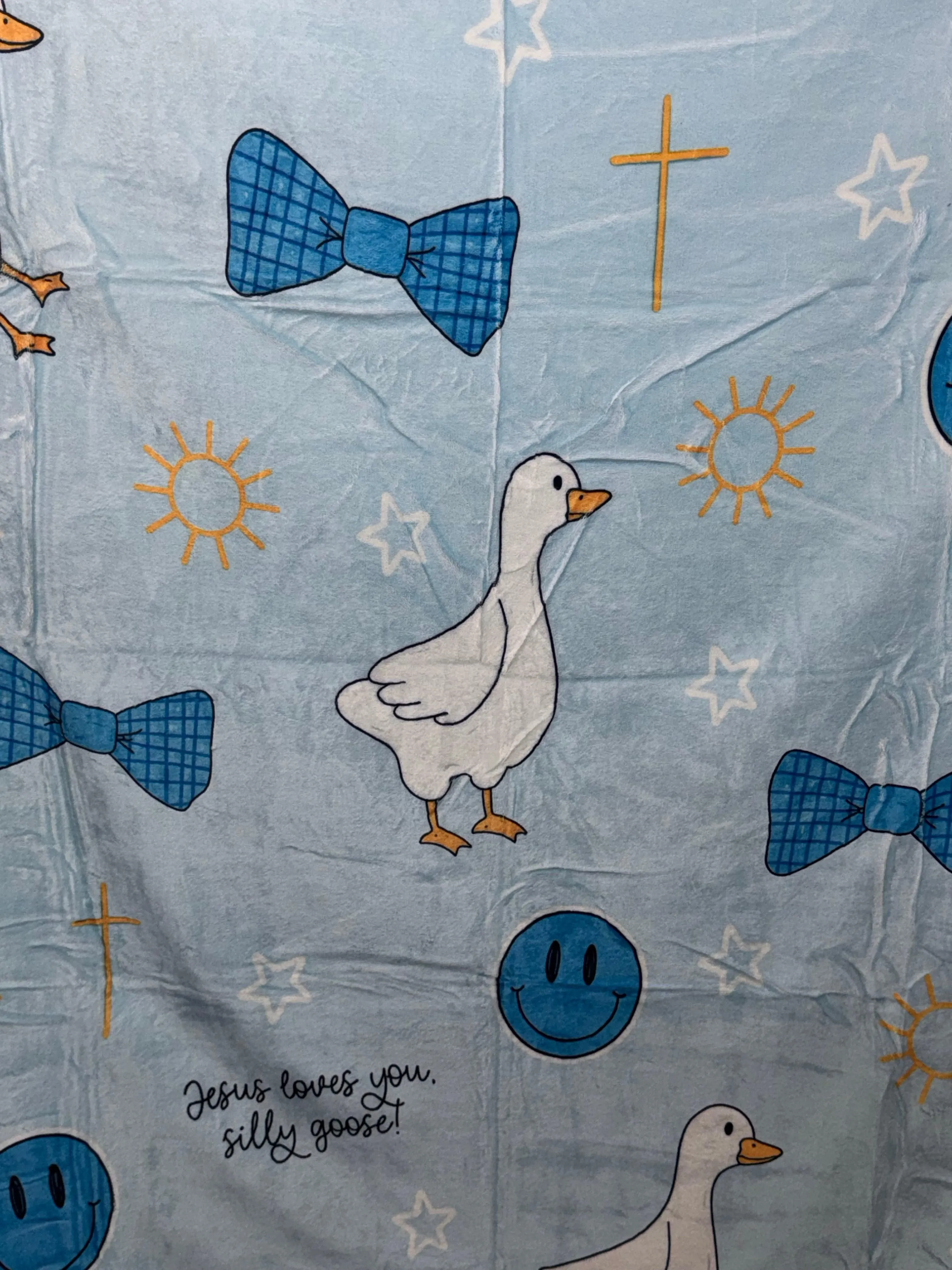 Silly Goose (Blue) 50x60 Minky Plush