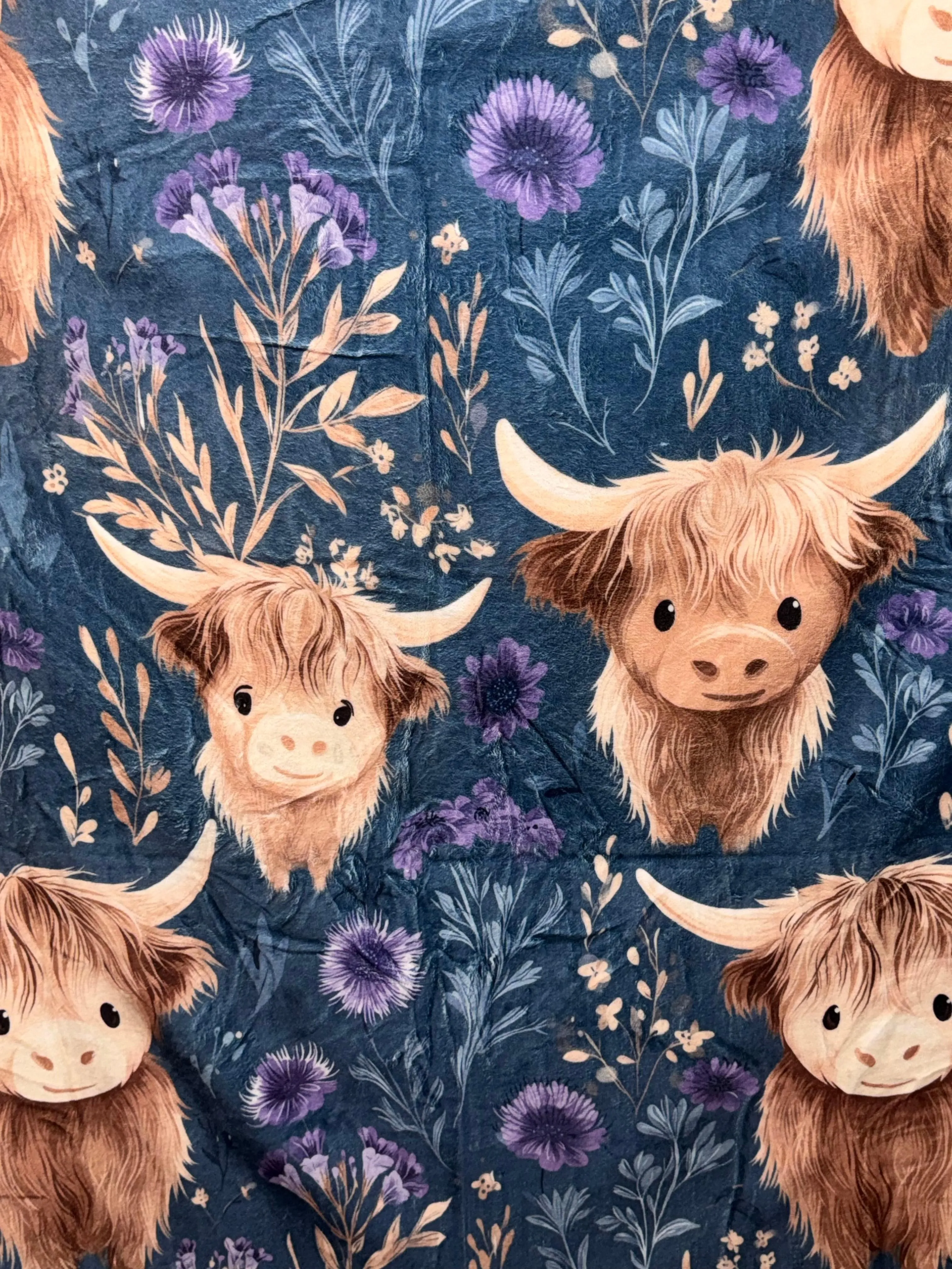 Highland Cow (Purple) 50x60 Minky Plush