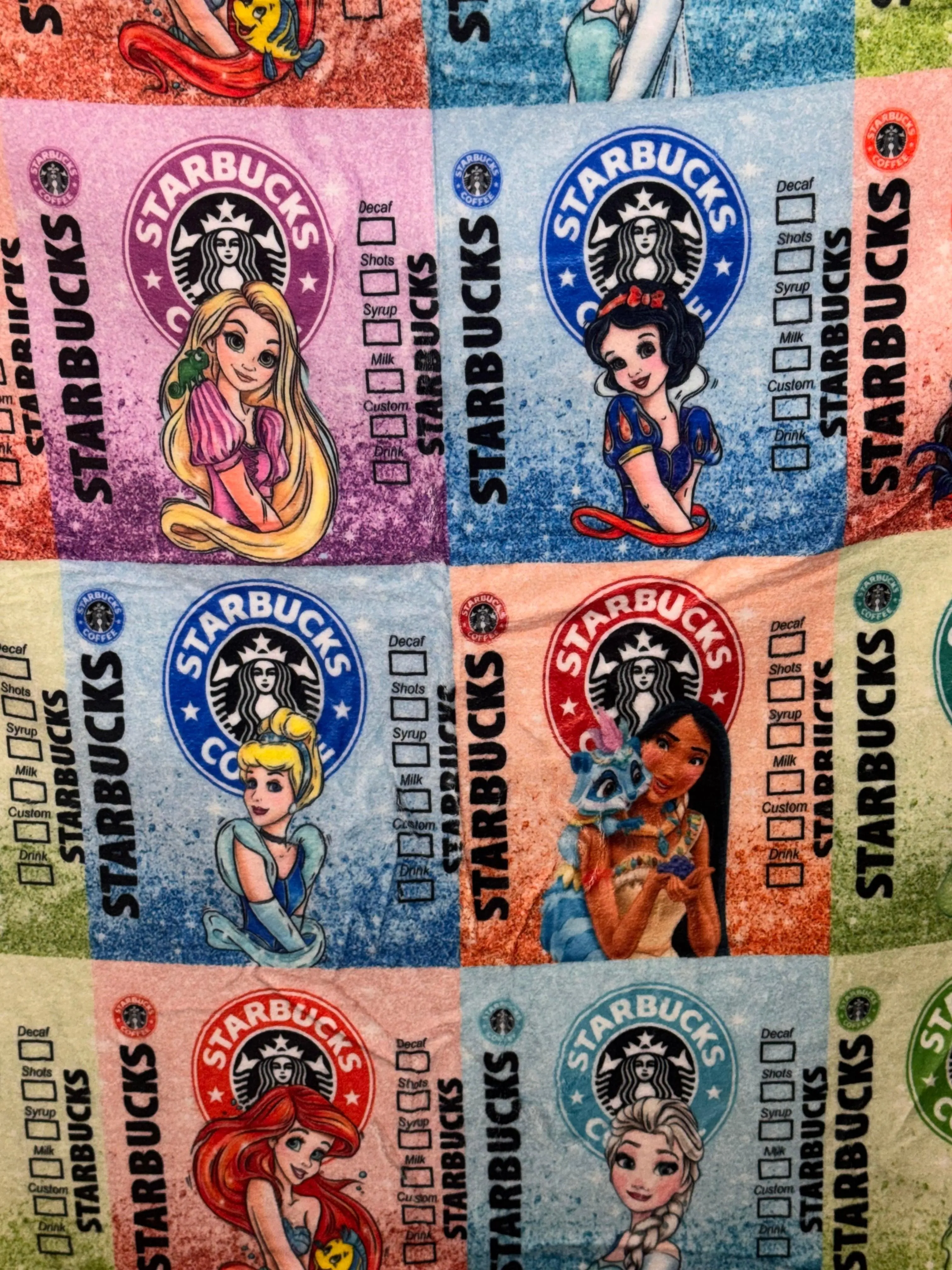 Starbucks Disney Princess 50x60 Minky Plush