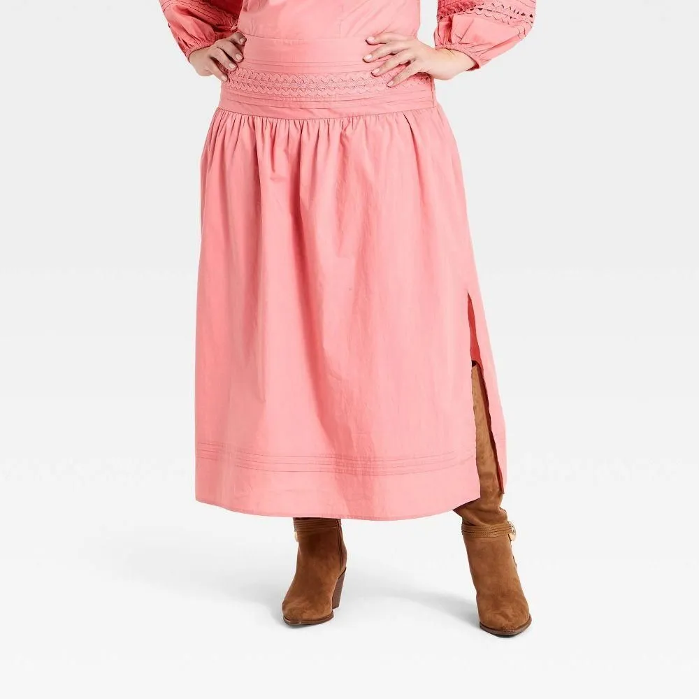 New without Tags - Women's Eyelet Midi Skirt - A New Day Pink 4X
