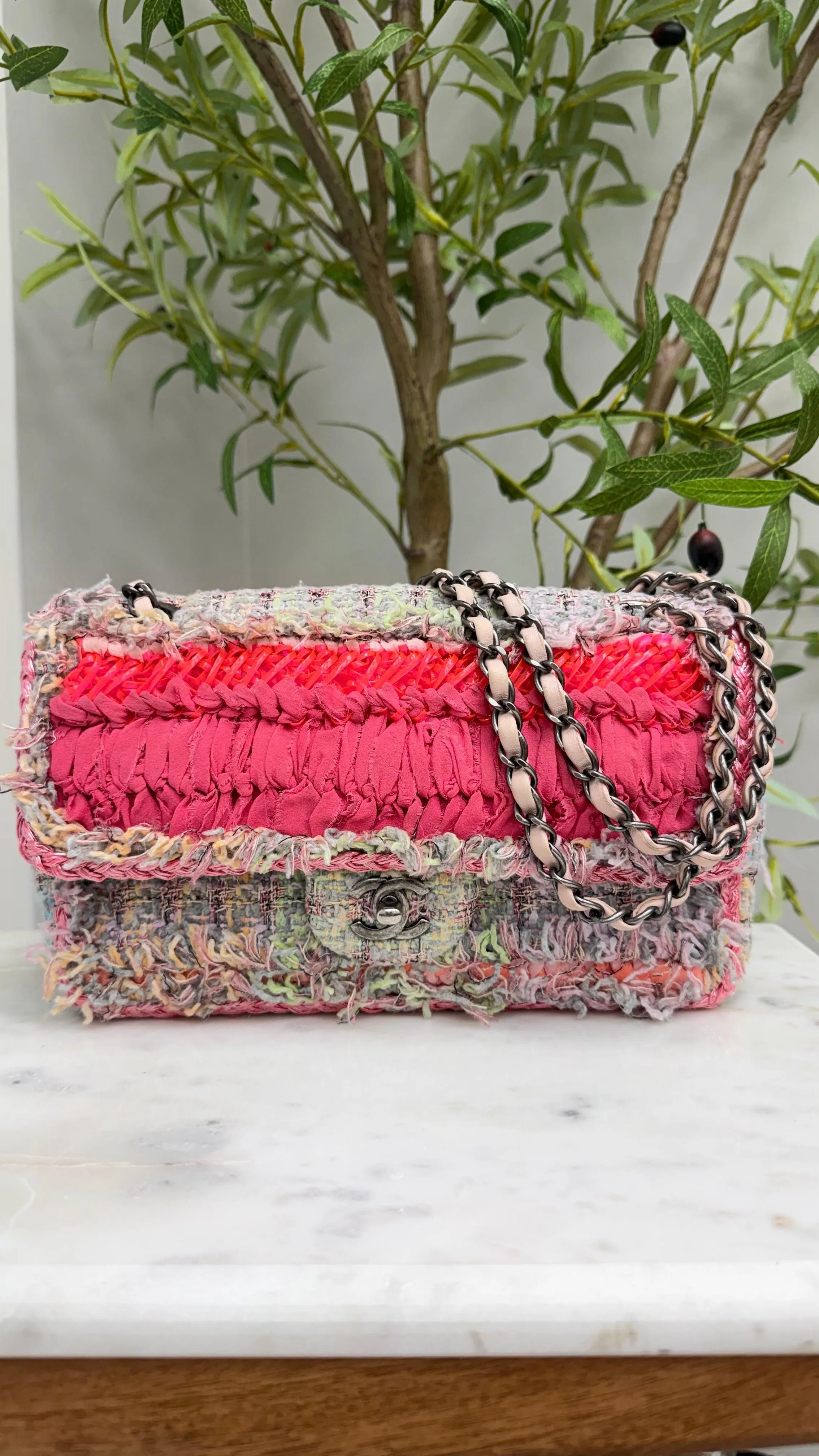 Chanel Multicolor Tweed Medium Flap Bag