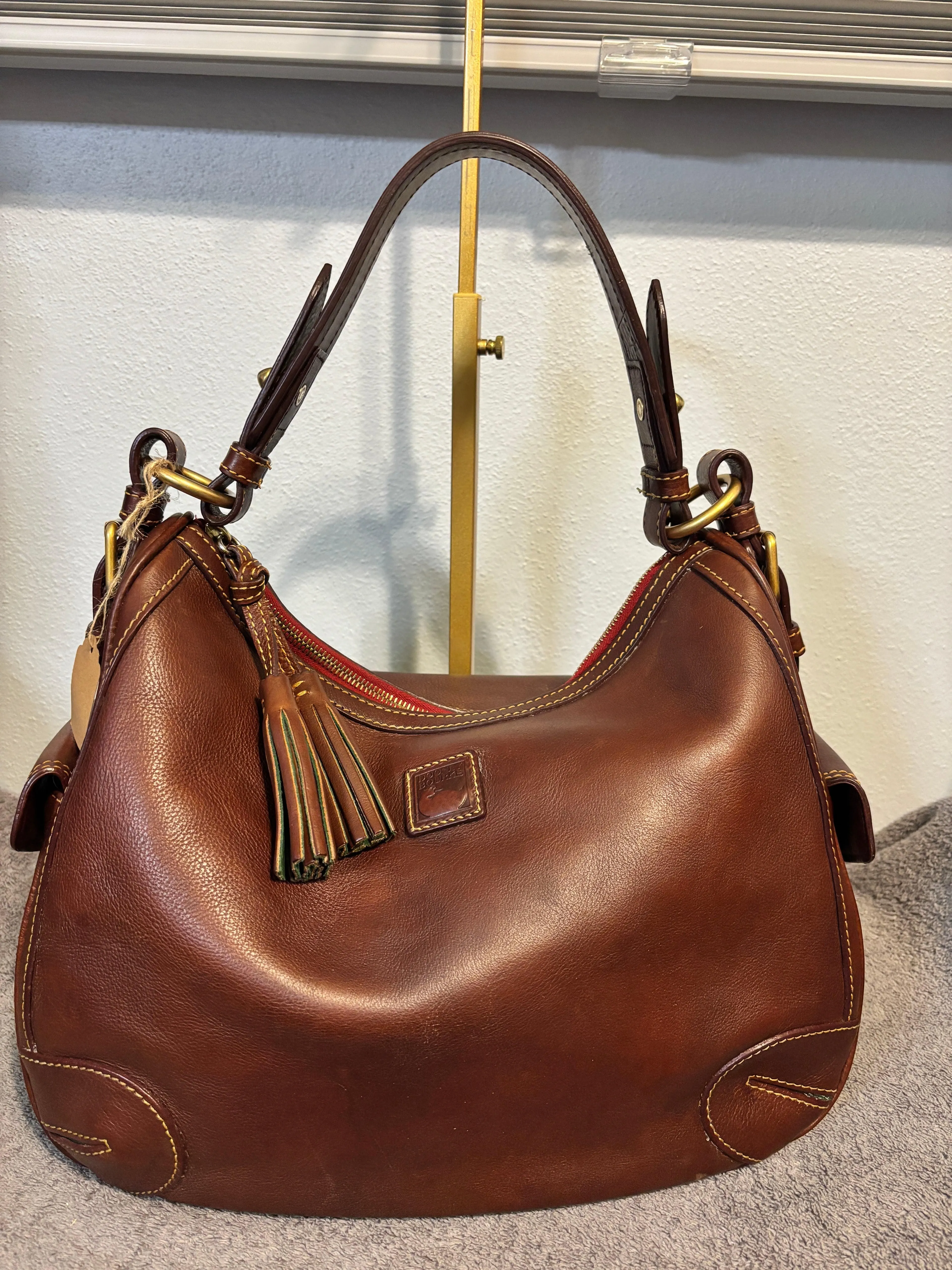 Dooney & Bourke Florentine Side Pocket Hobo Brown Leather