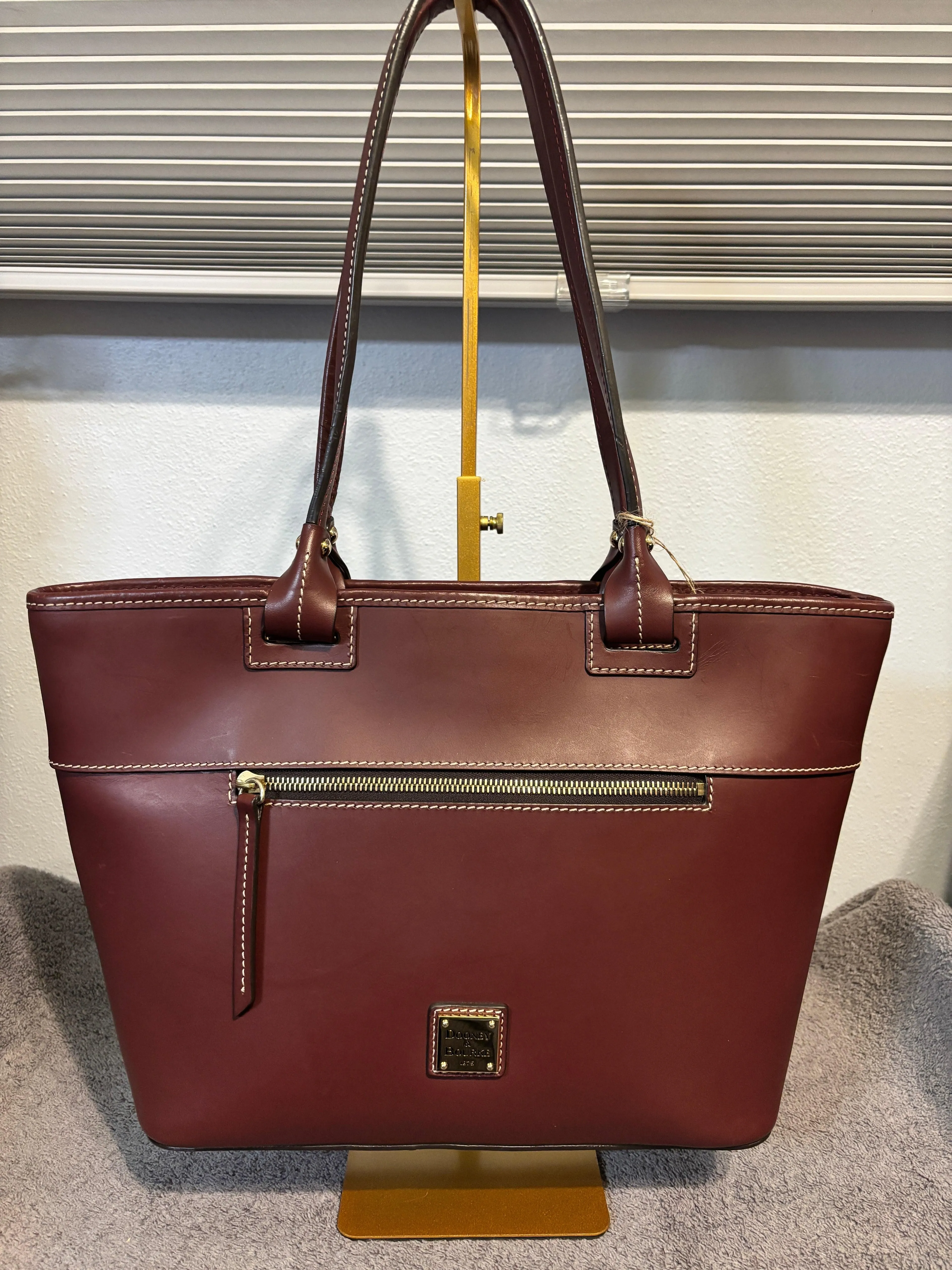 Dooney & Bourke Quincey Zip Tote Bordeaux Smooth Leather Shoulder Bag