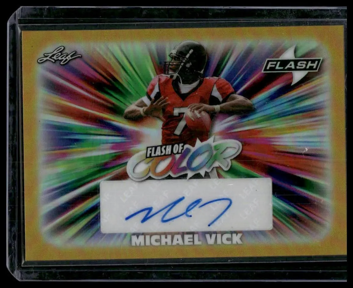 2025 Leaf Signature Series Flash of Color Prismatic Gold Michael Vick #/1