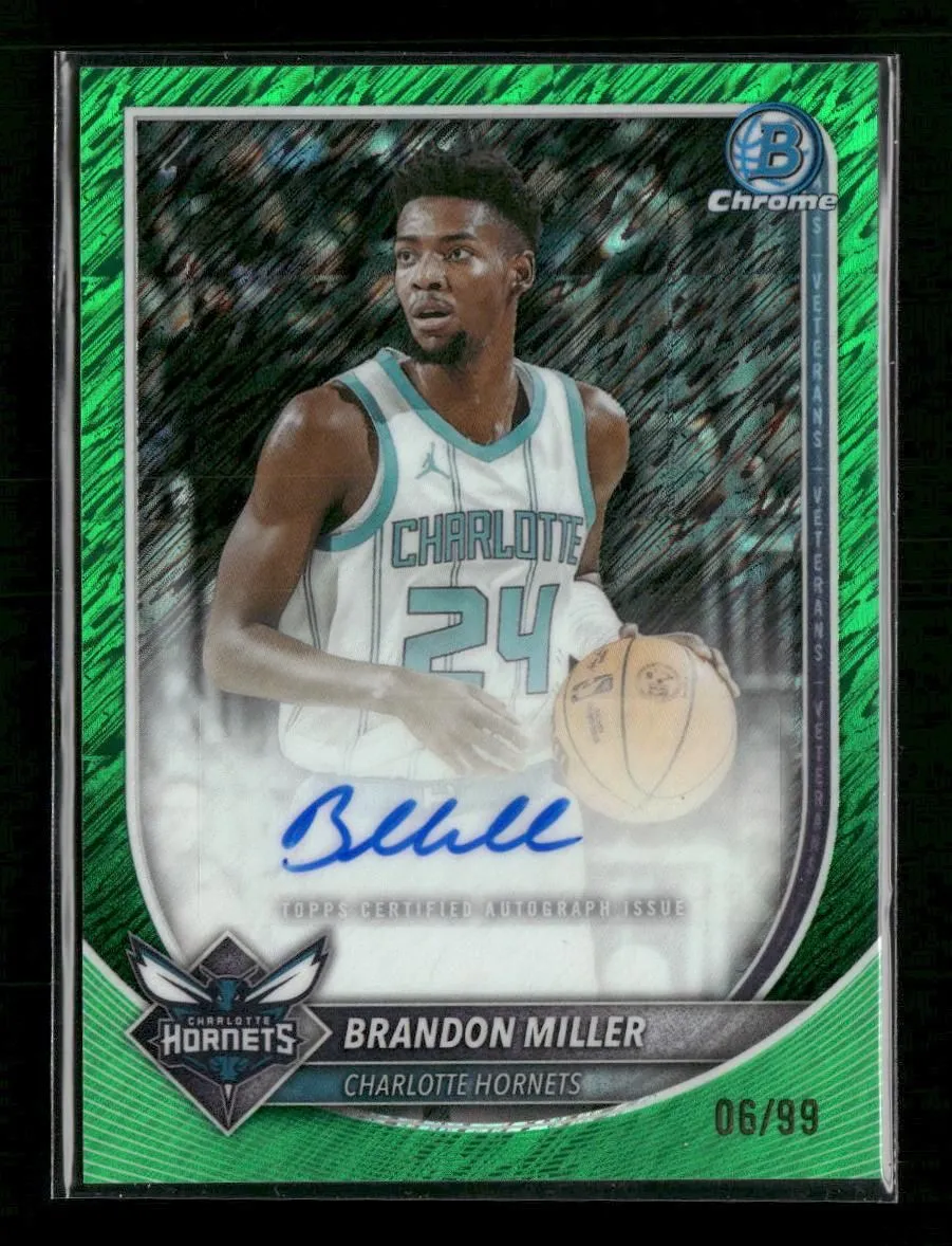 2025-26 Bowman Chrome Green Shimmer Refractors Brandon Miller #/99 #BCV-87