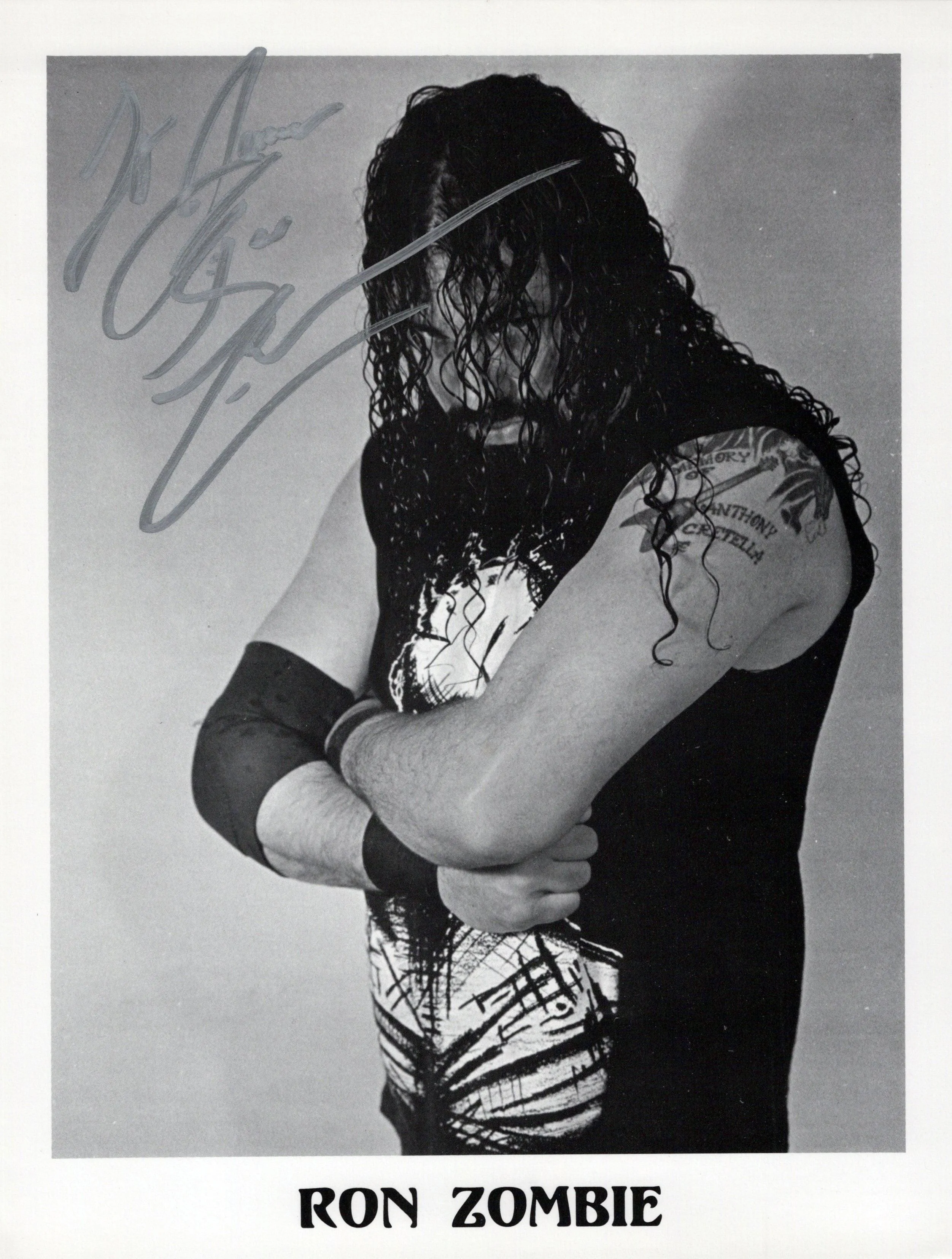 Ron Zombie RARE WWF 8.5x11 photo signed autographed