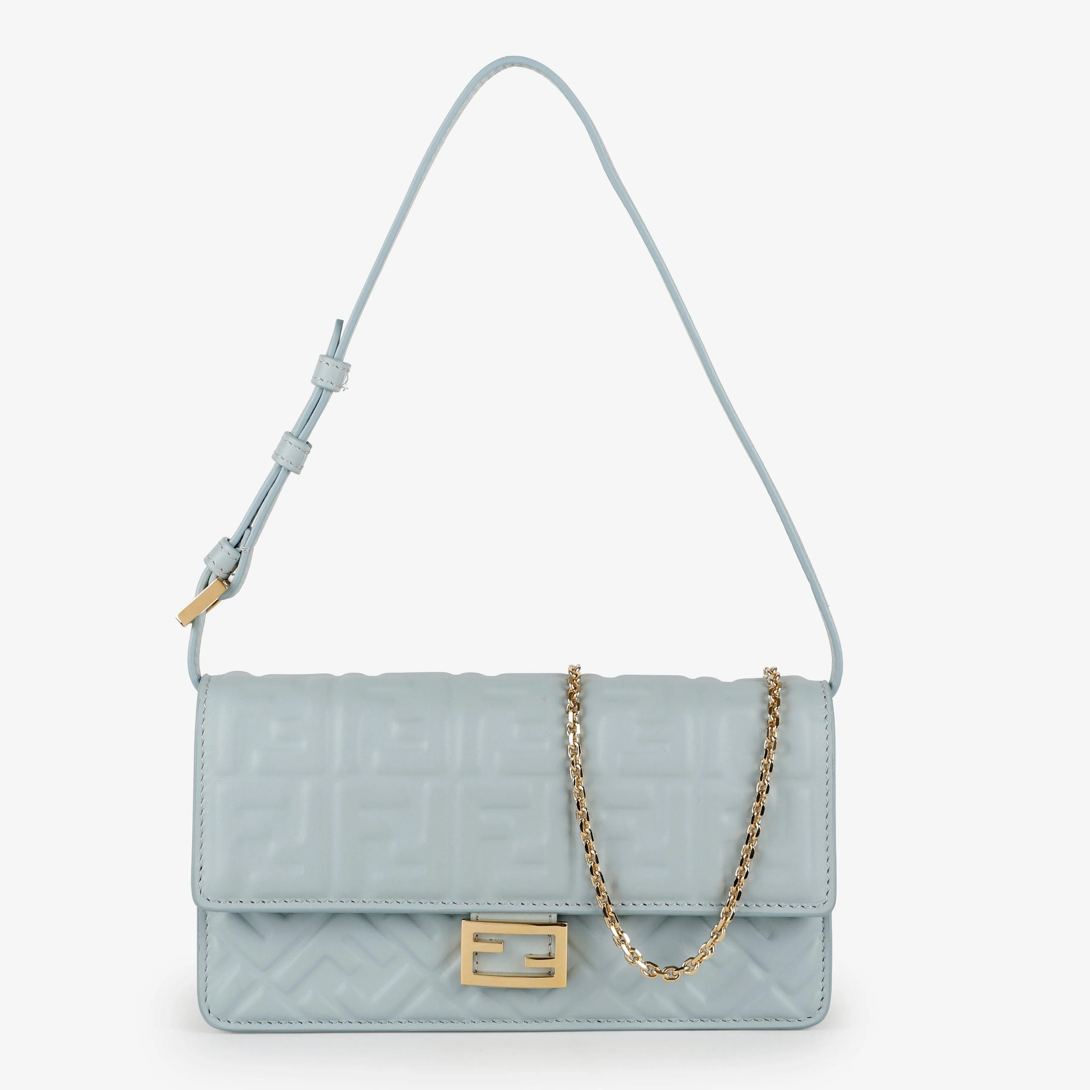 Nappa Baguette Wallet on Chain Light Blue