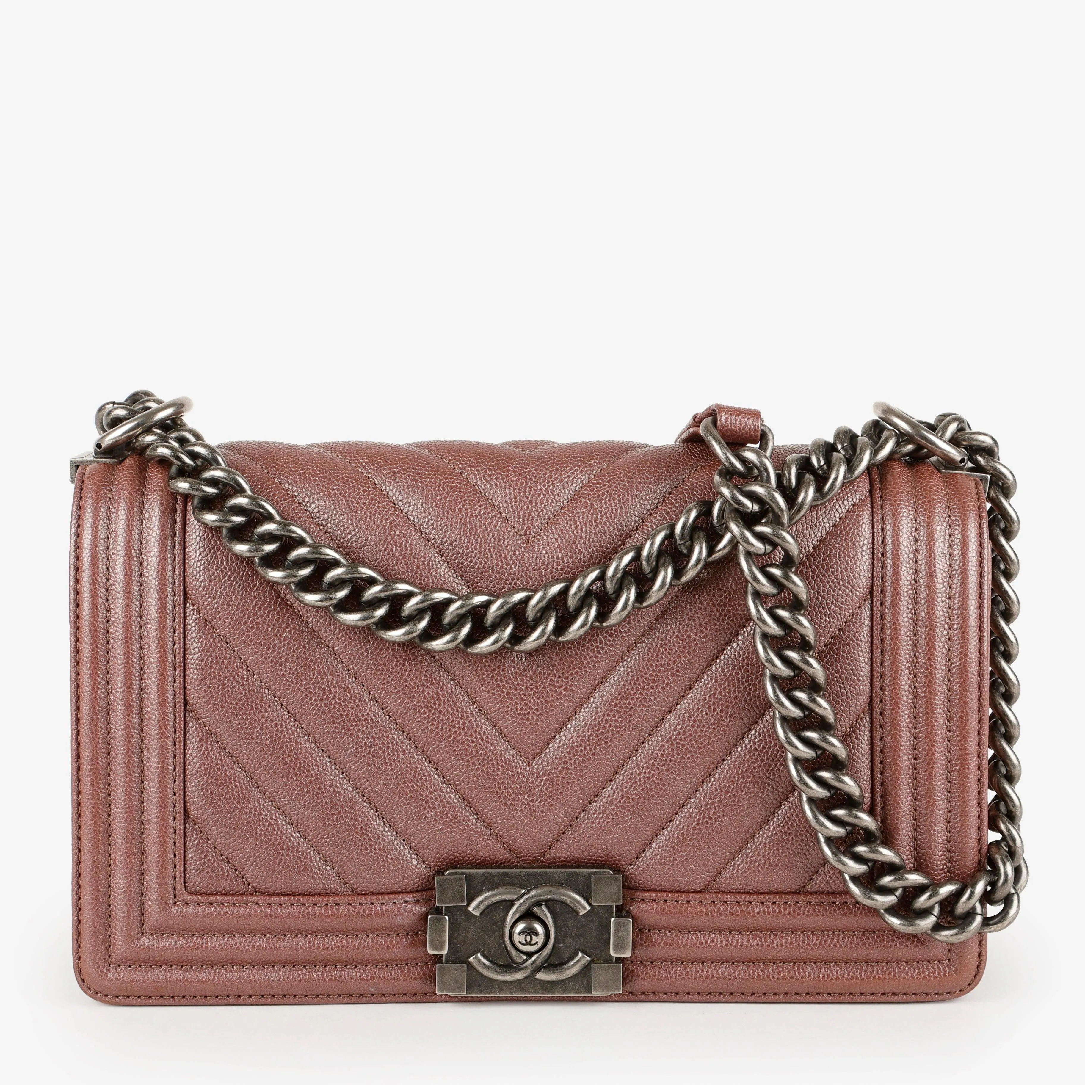 Old Medium Boy Bag, Plum Purple Caviar