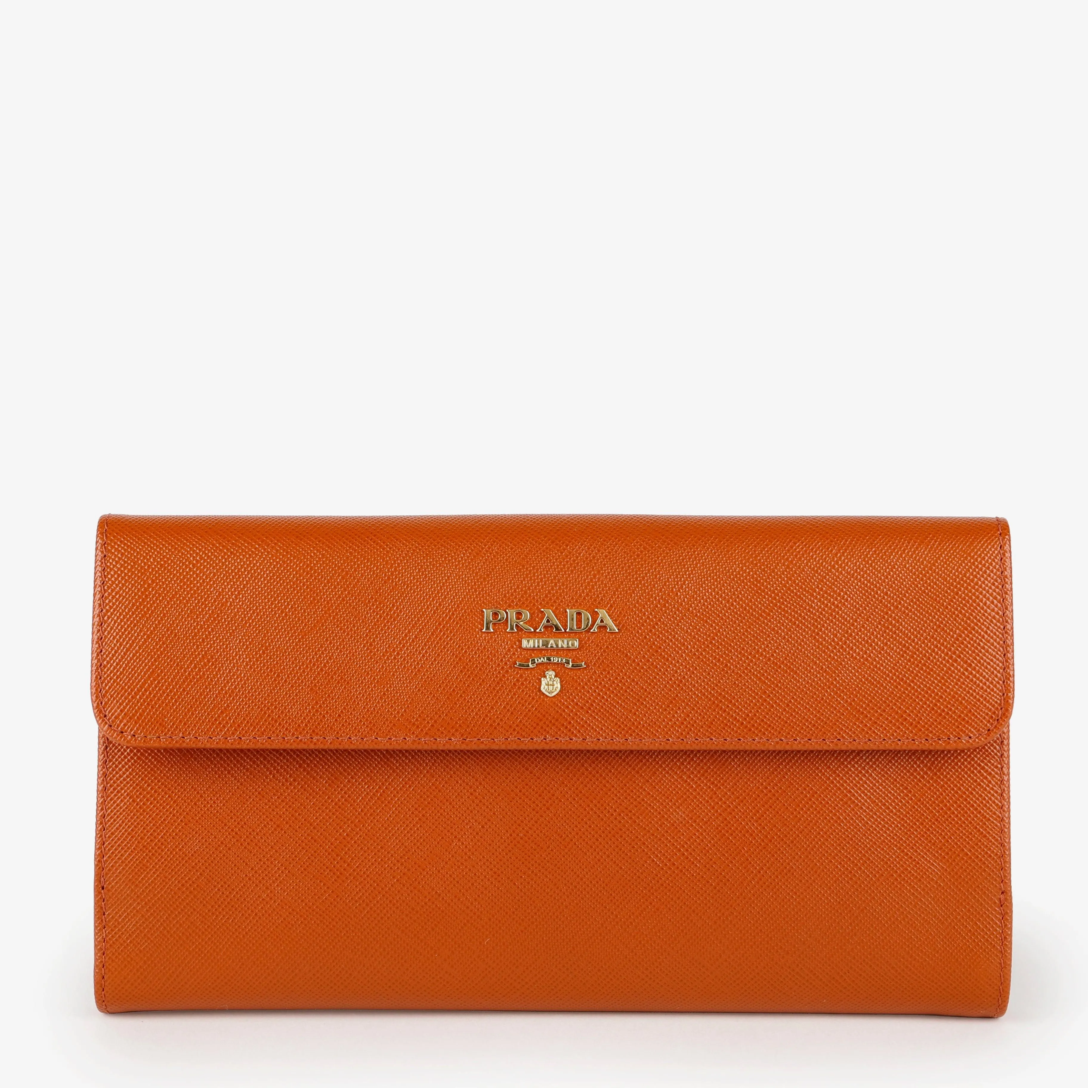 Large French Flip Wallet, Congac Saffiano 5341