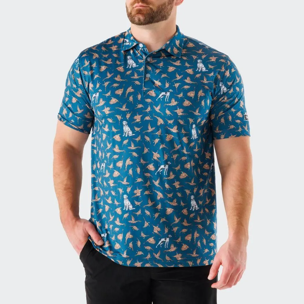 New without Tags - Waggle Men's Bird Dog Polo T-Shirt - Teal Green S