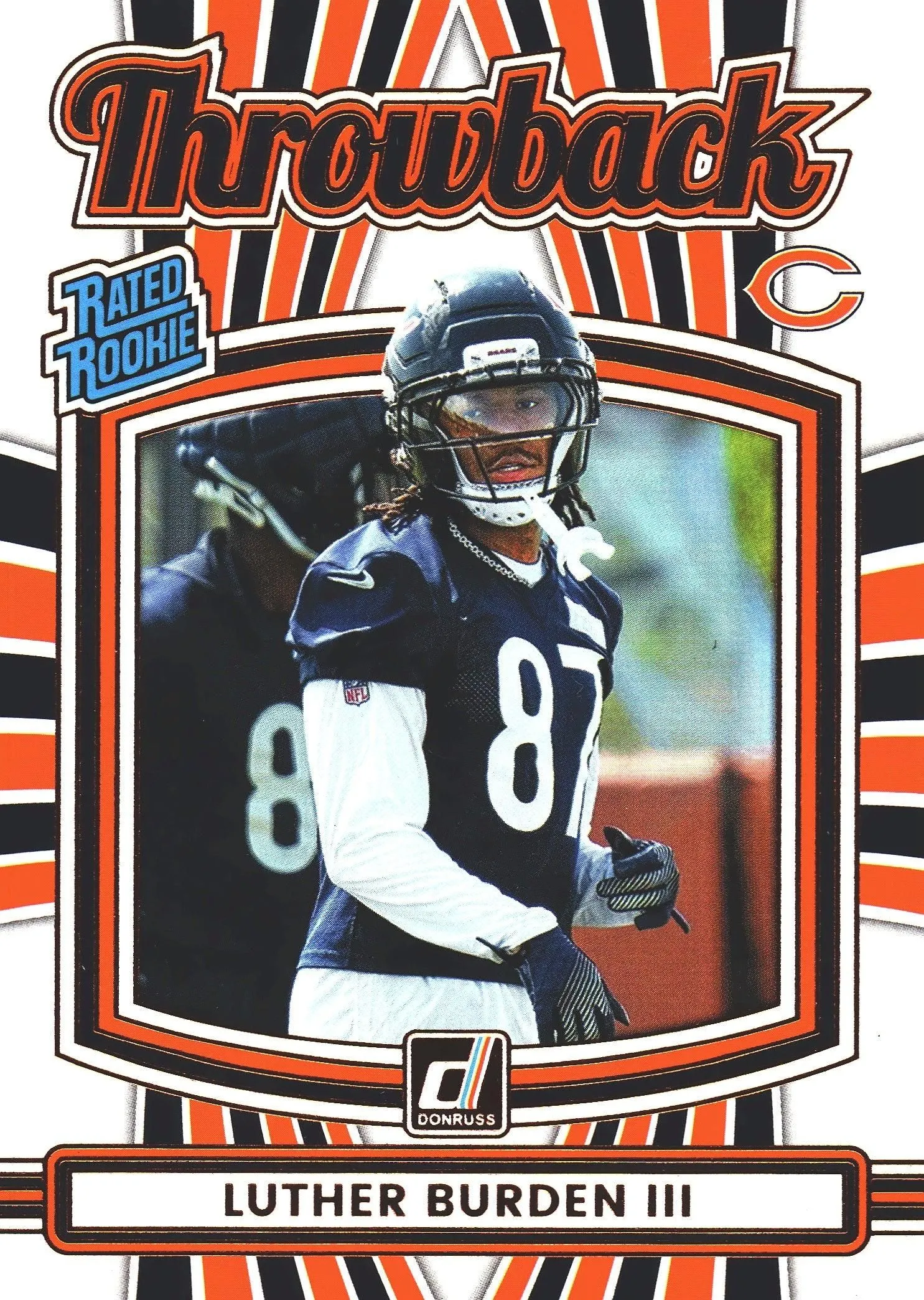2025 Panini Donruss Rated Rookies Throwback Luther Burden III #42 Chicago Bears