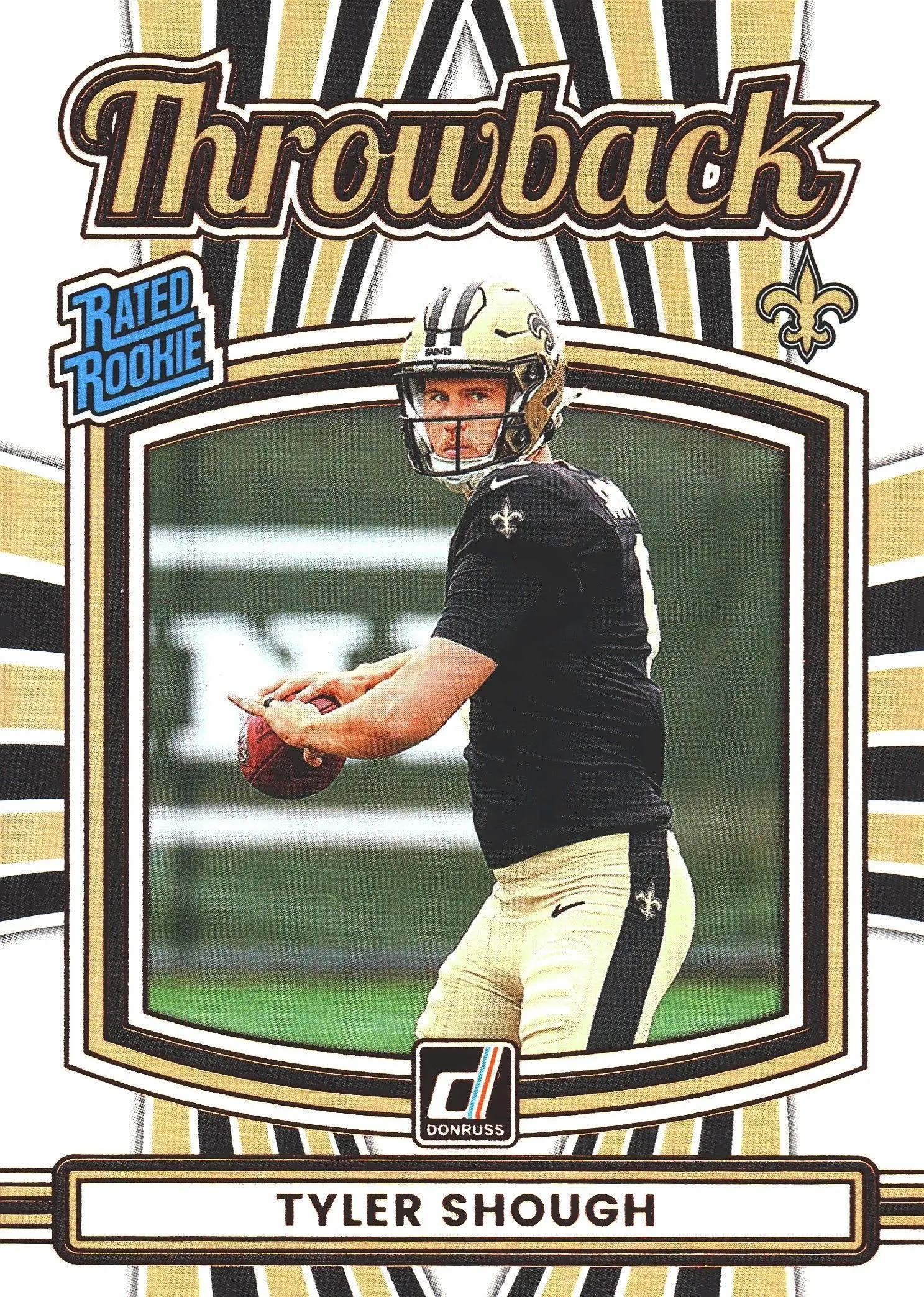 2025 Panini Donruss Rated Rookies Throwback Tyler Shough #21 New Orleans Saints
