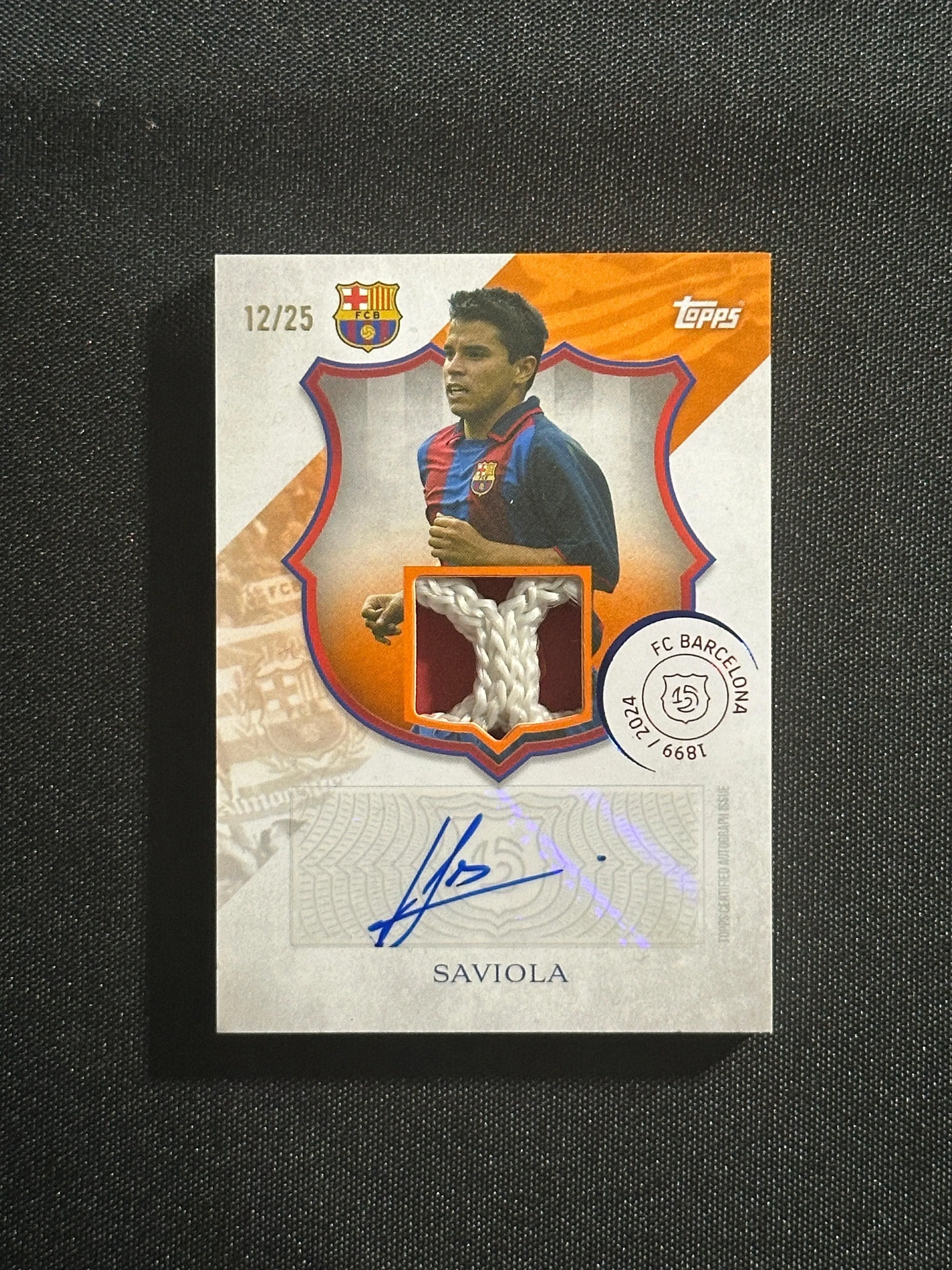 Javier Saviola Autograph 12/25 - Topps Barcelona 125
