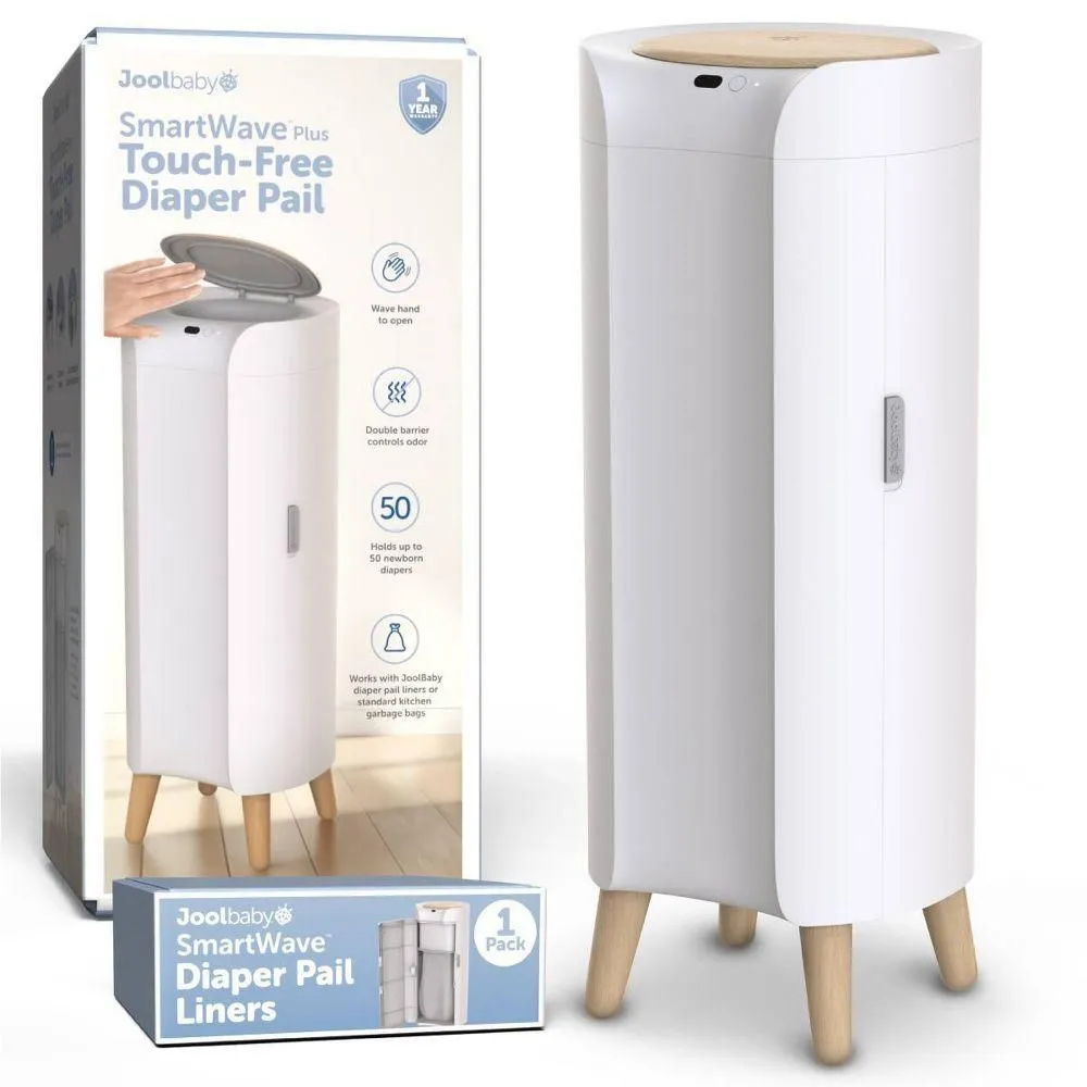 New without Tags - Jool Baby SmartWave Plus Touch-Free Diaper Pail - White