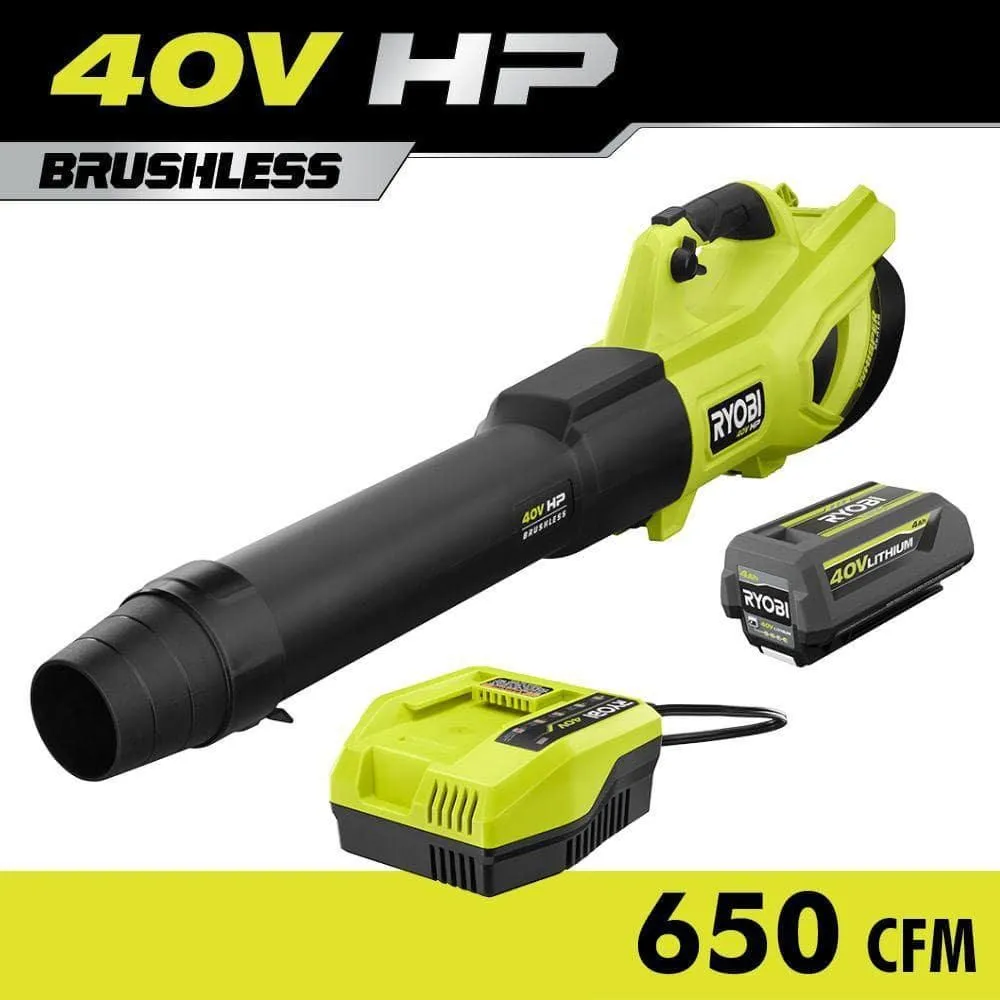 Ryobi 40V HP Brushless Whisper Series 160 MPH 650 CFM Cordless Battery