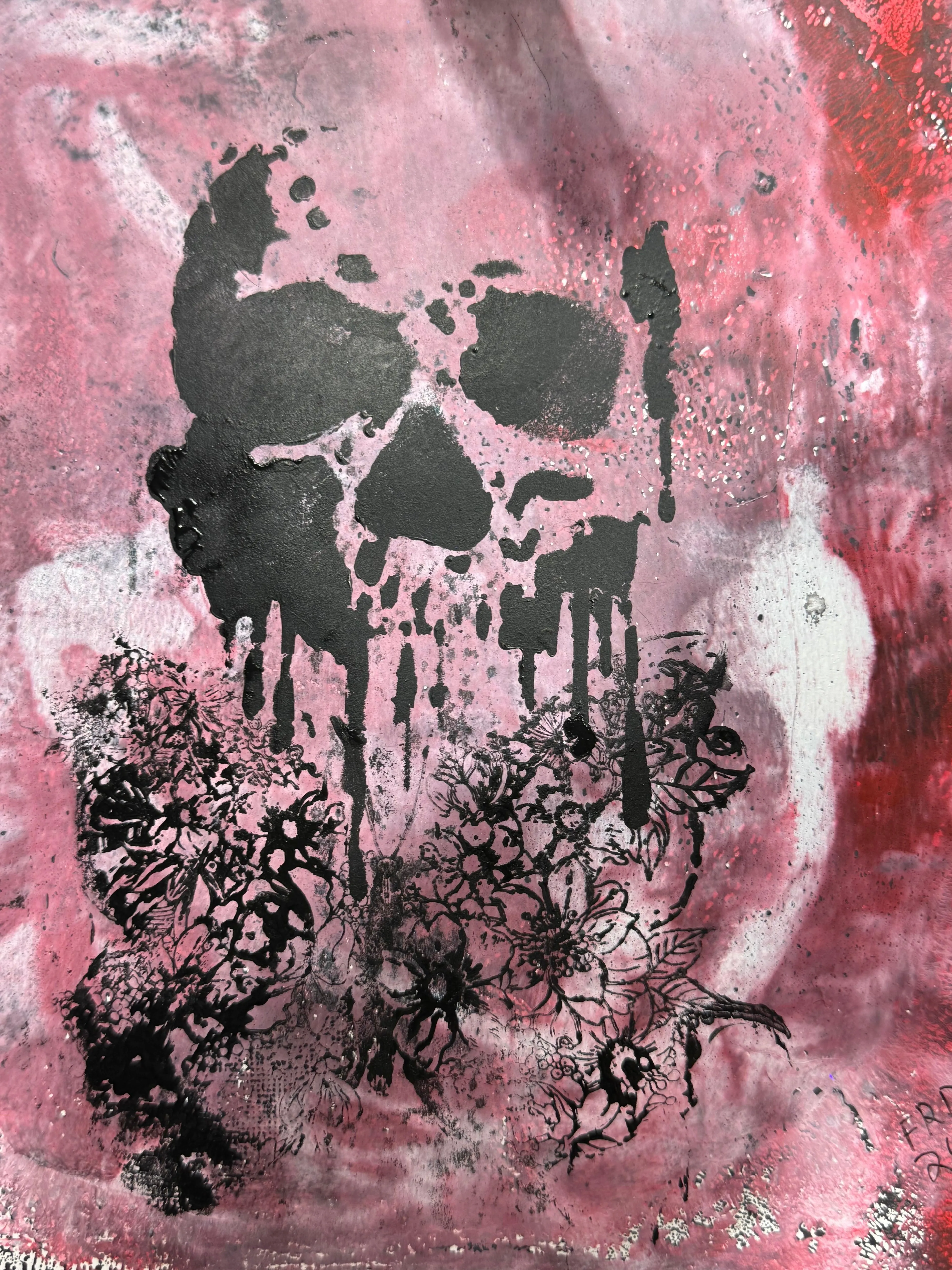"Bloom After the Fall" – Original Gelli Plate Print 5x7 Reproduction