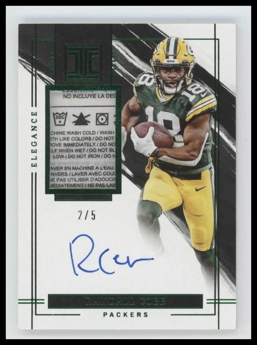 2022 Panini Impeccable Elegance Emerald Randall Cobb #/5 Auto #EVA-RCO