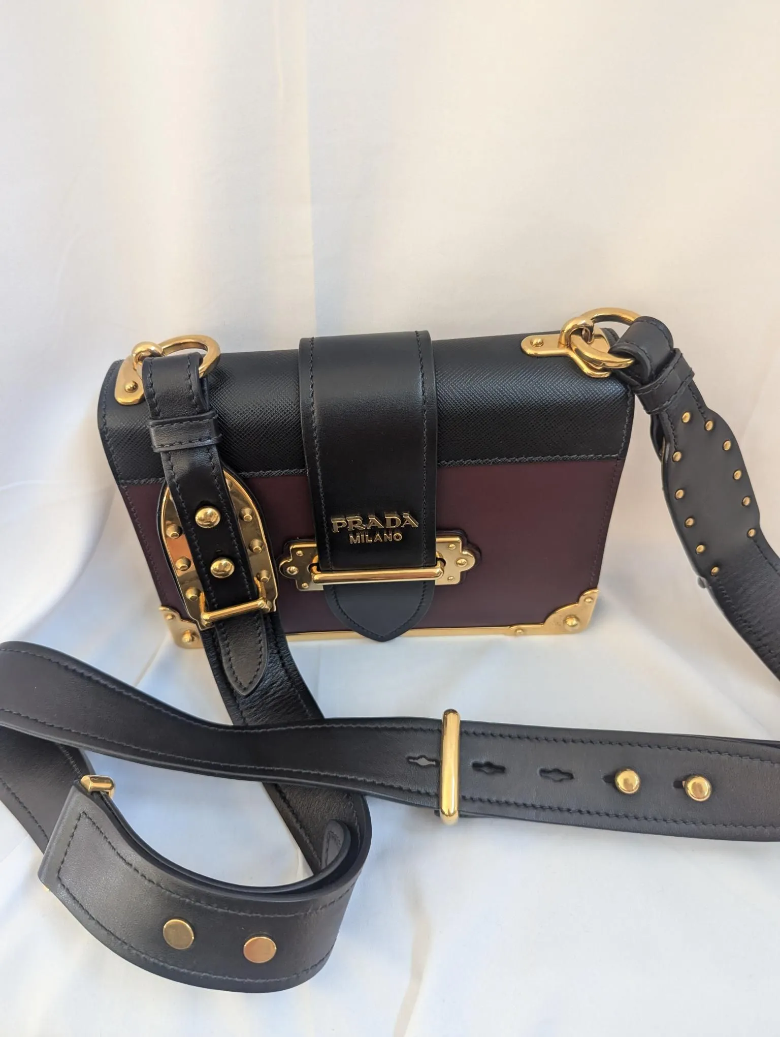 Prada Cahier Crossbody Bag City Calf and Saffiano