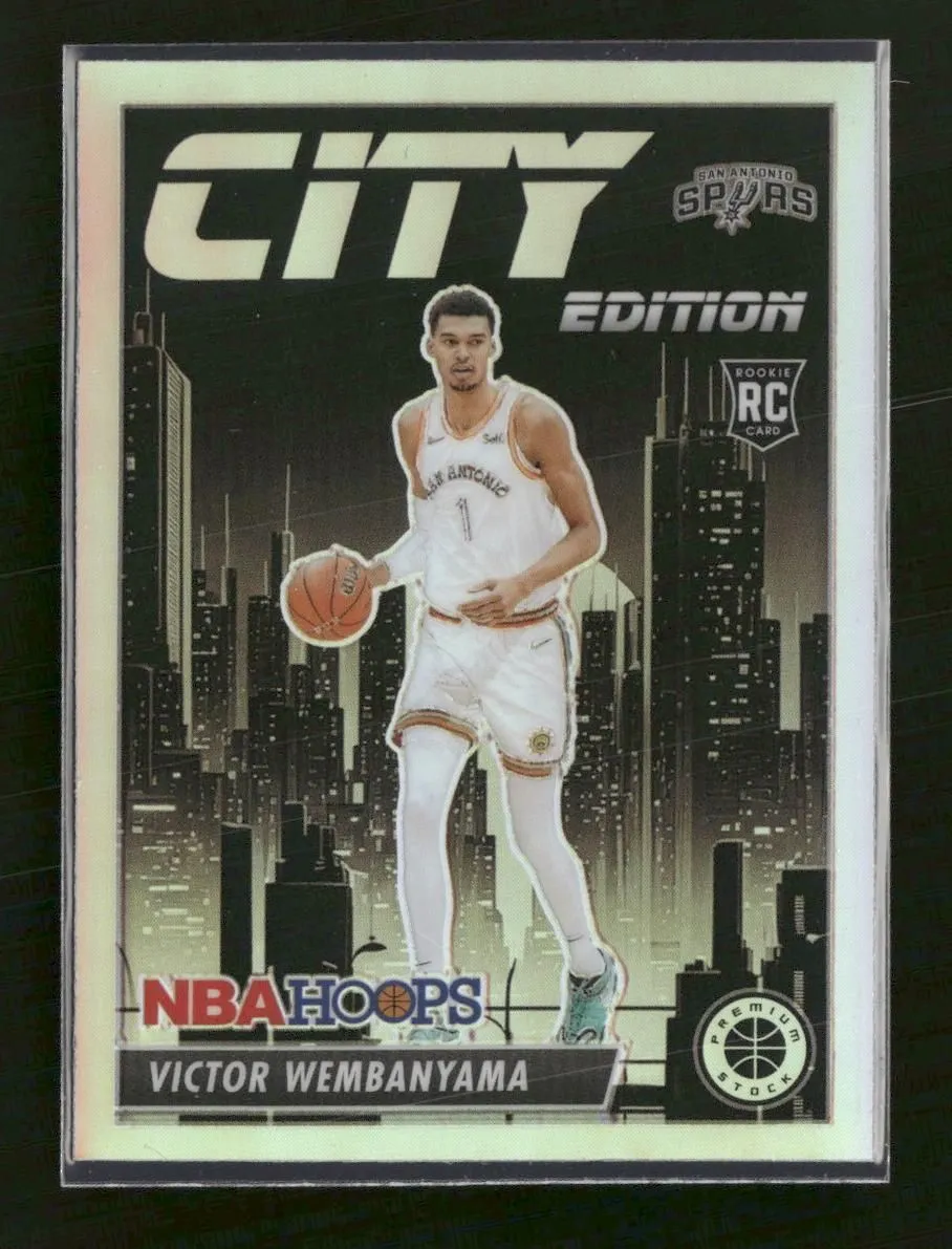 2023-24 Hoops Premium Stock City Edition Silver Prizm Victor Wembanyama #25
