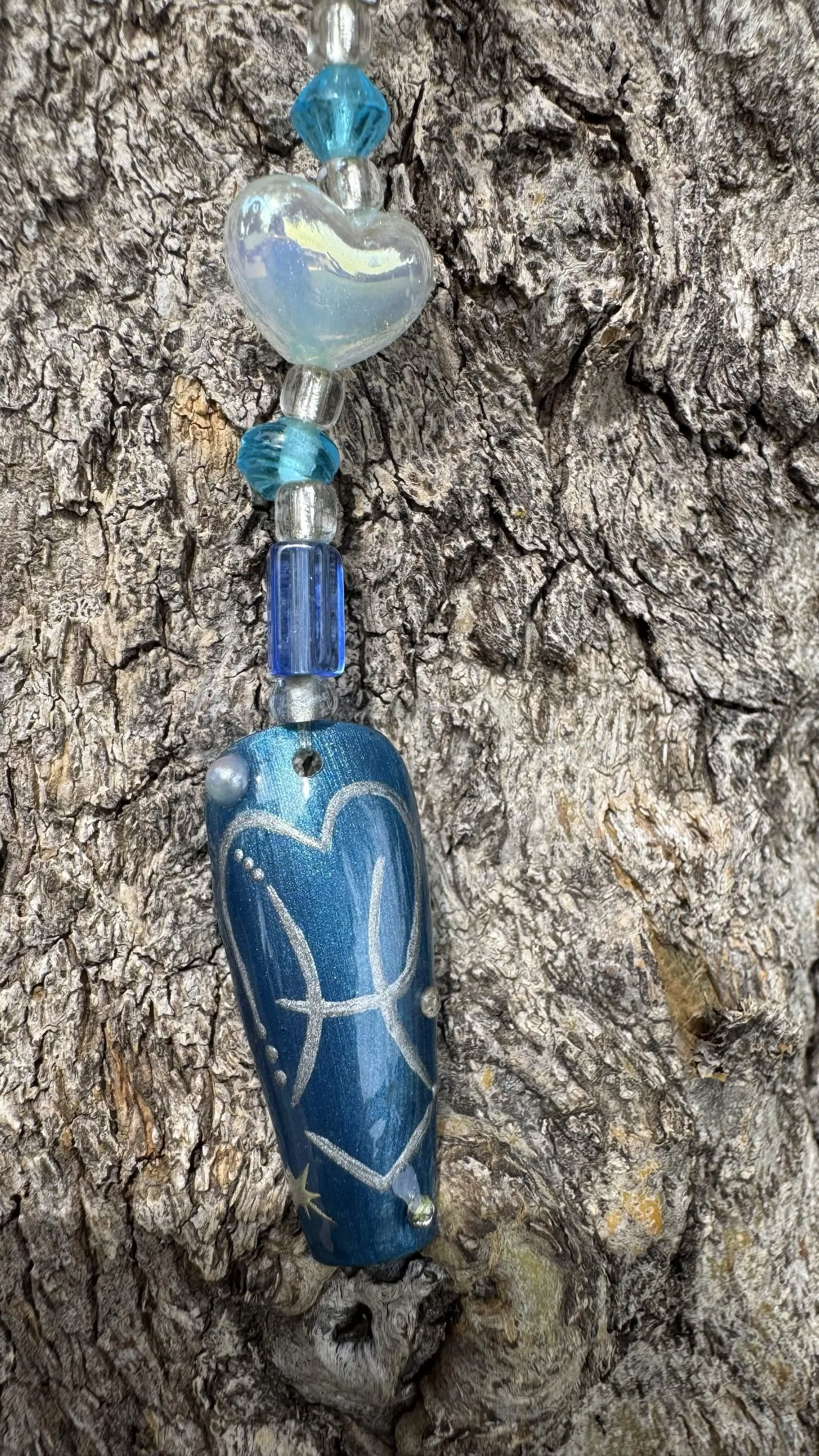 Pisces Nail Art Keychain - Blue