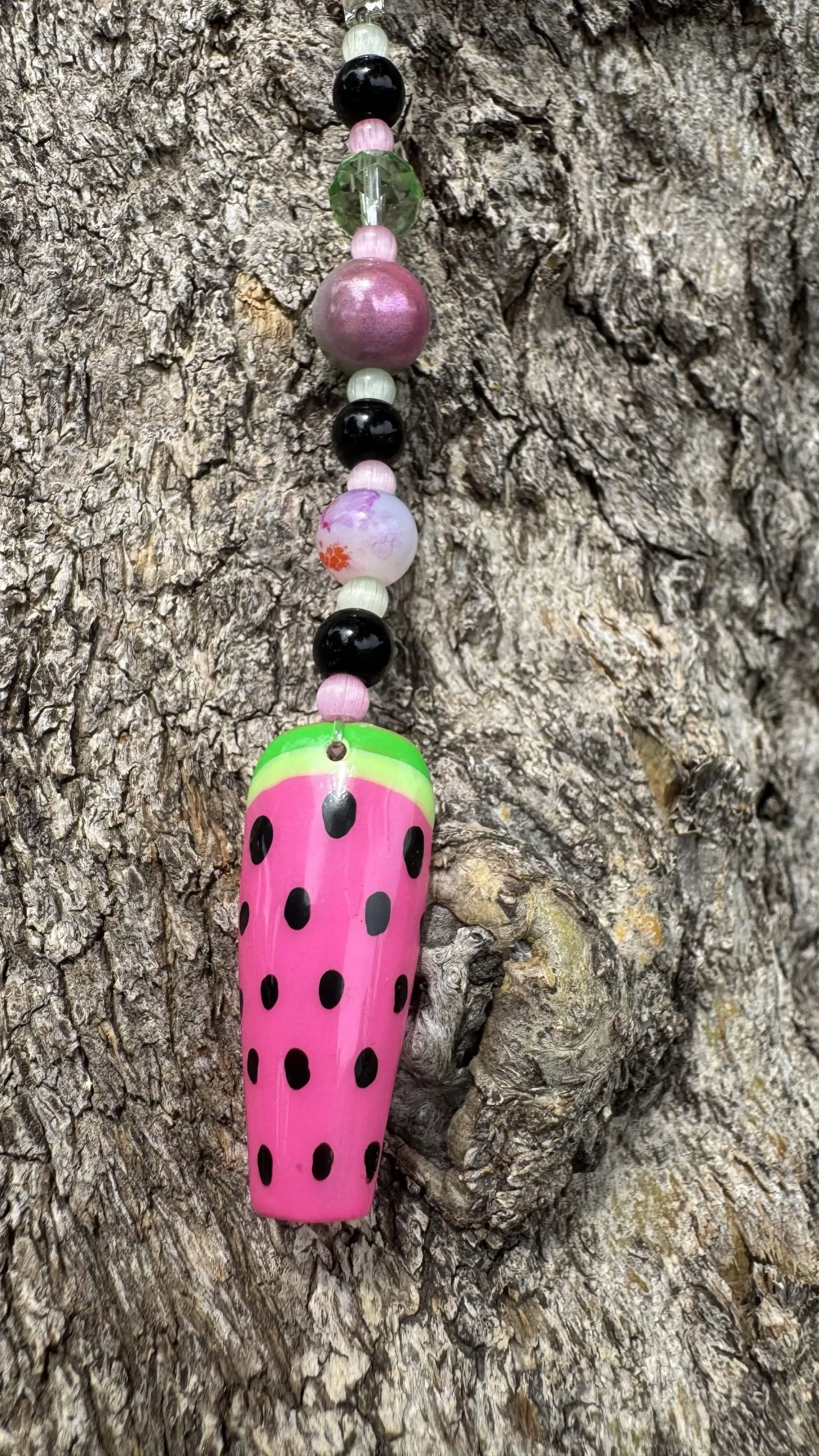 PINK Mat Watermelon Nail Art Keychain - Pink