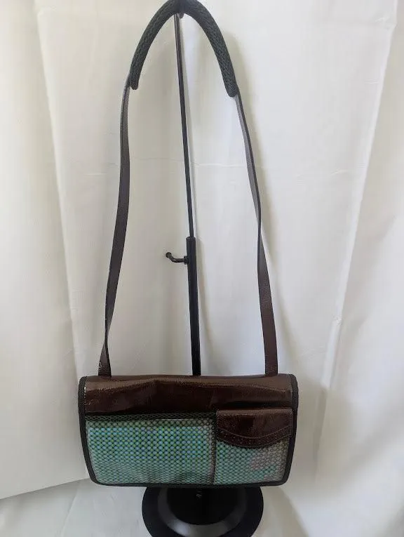 Miu Miu Fall/Winter 1999 Multi-Colored Holographic Brown Patent Leather Shoulder Bag - Rare
