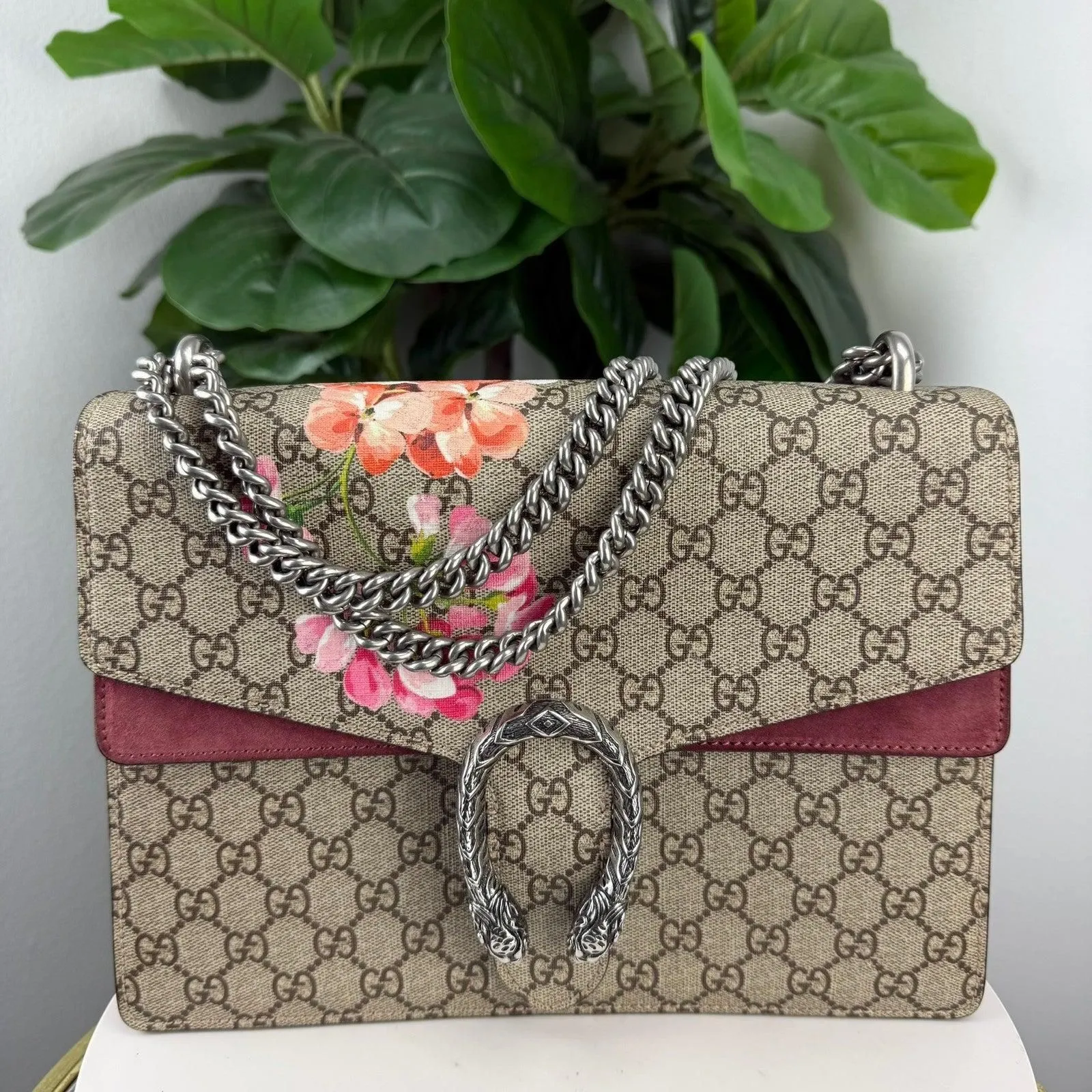 Authentic Gucci Dionysus GG Supreme Blooms Medium Shoulder Bag