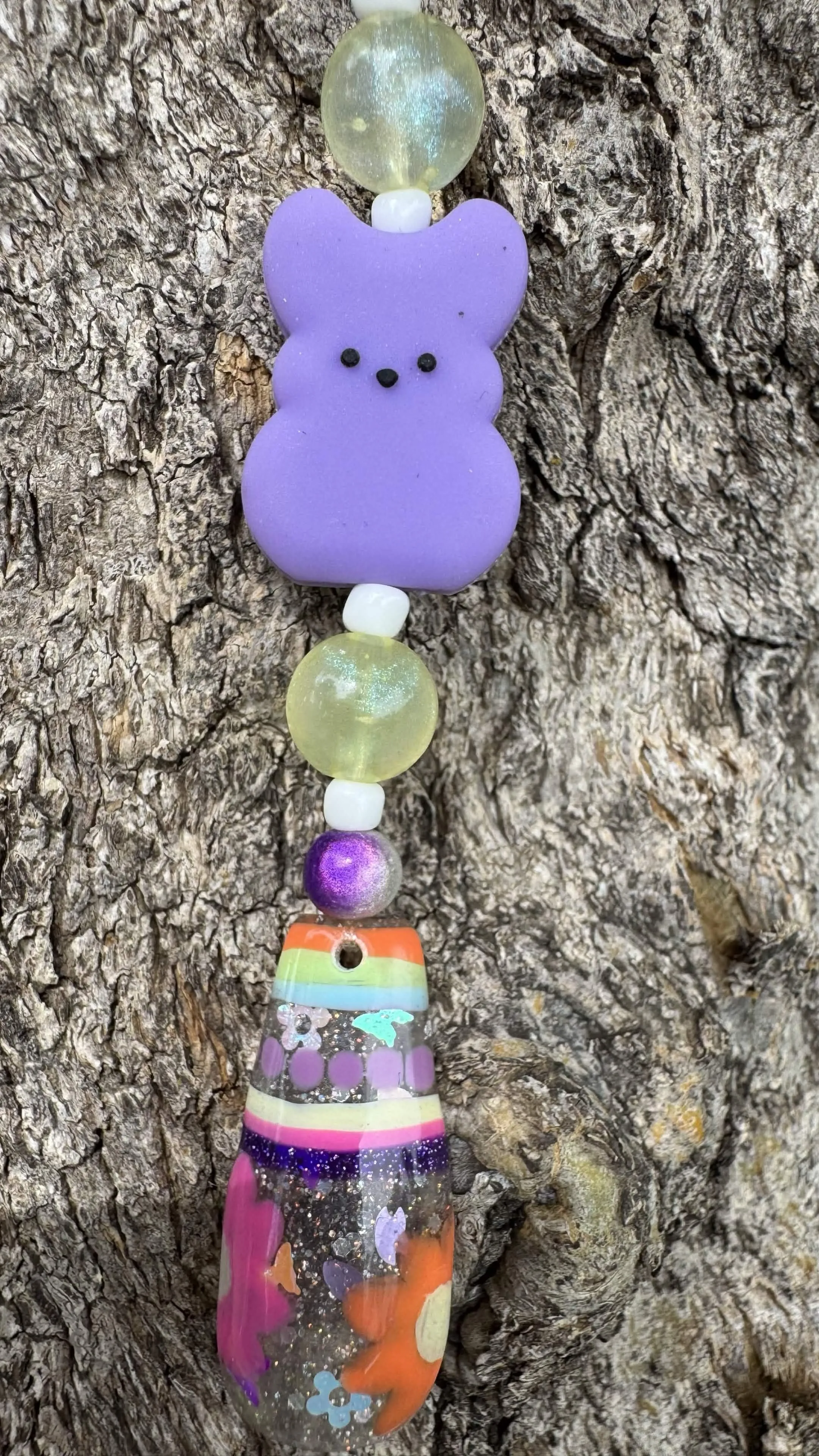 Easter Purple Peep Nail Art Keychain - Purple
