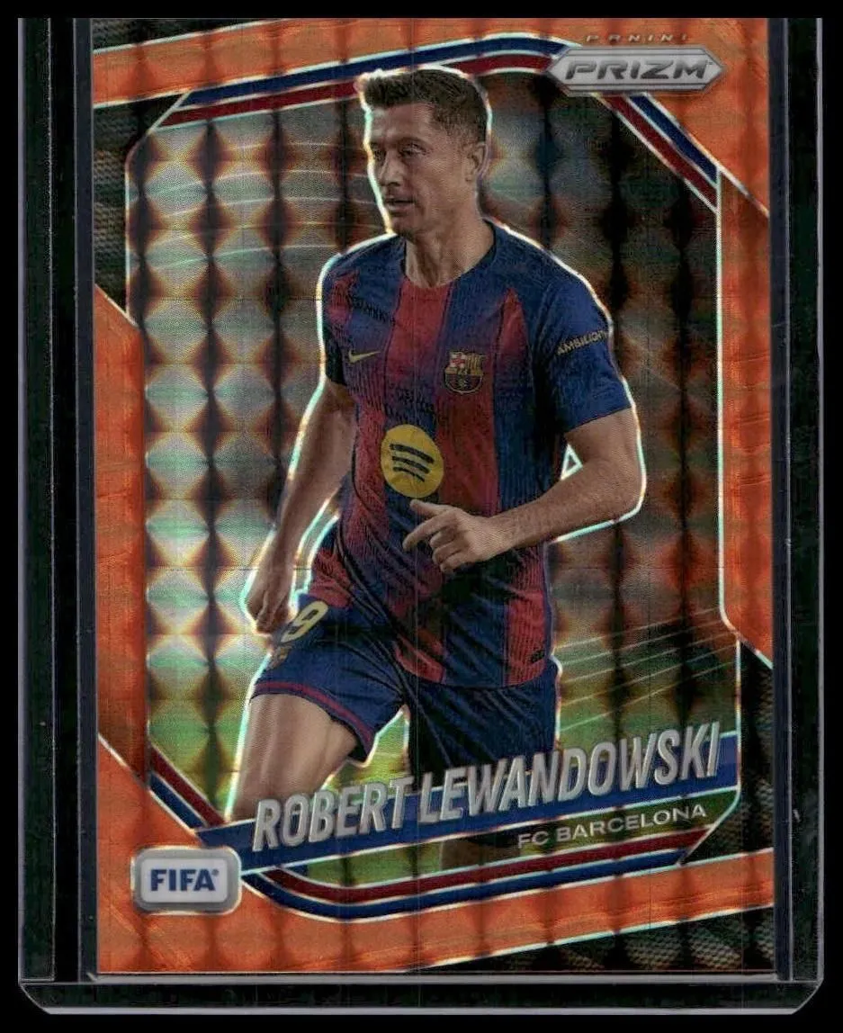 2025-26 Panini Prizm FIFA #249 Robert Lewandowski Orange Mosaic Prizms #/299