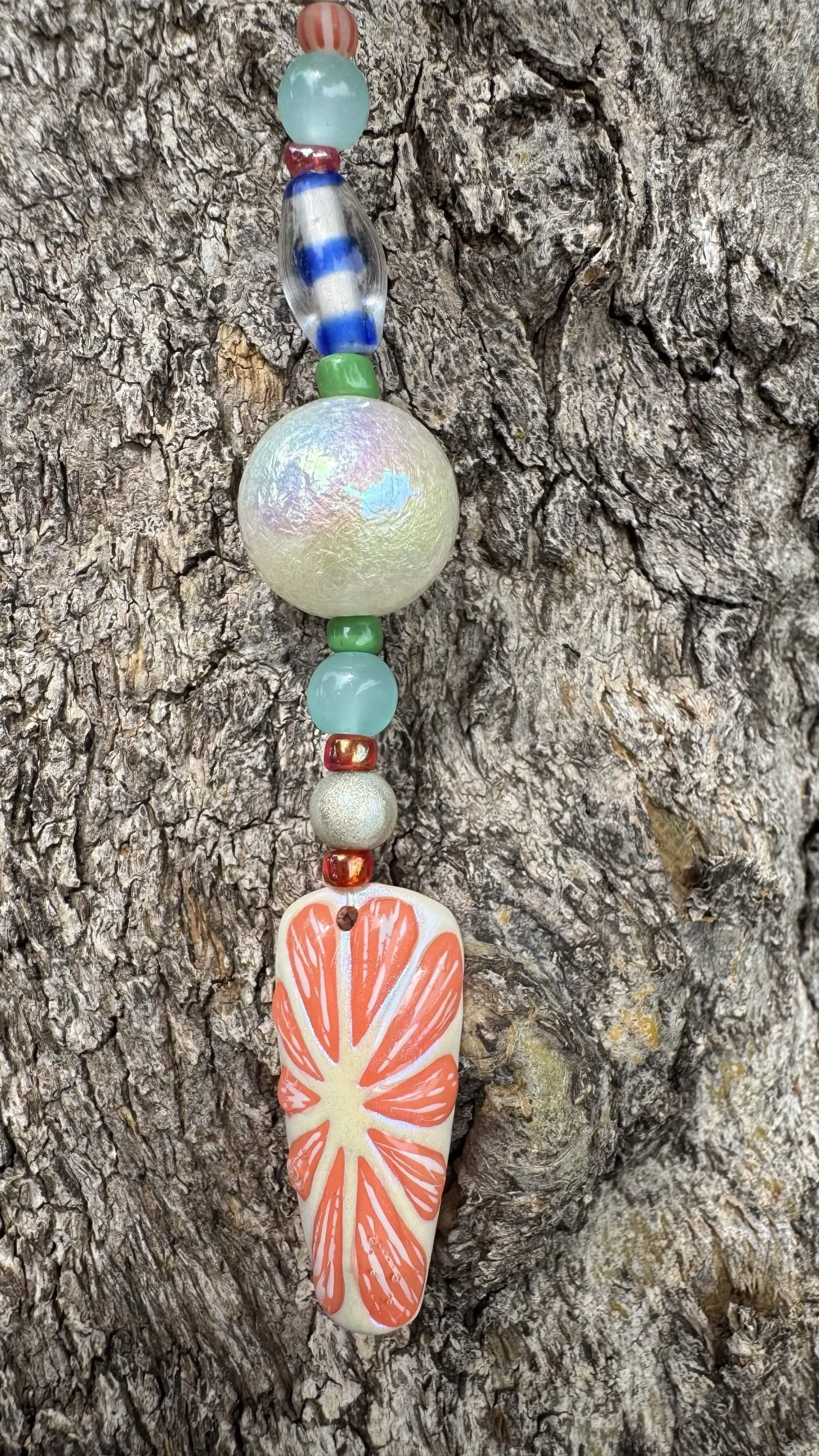 Orange Slice Nail Art Keychain - Orange