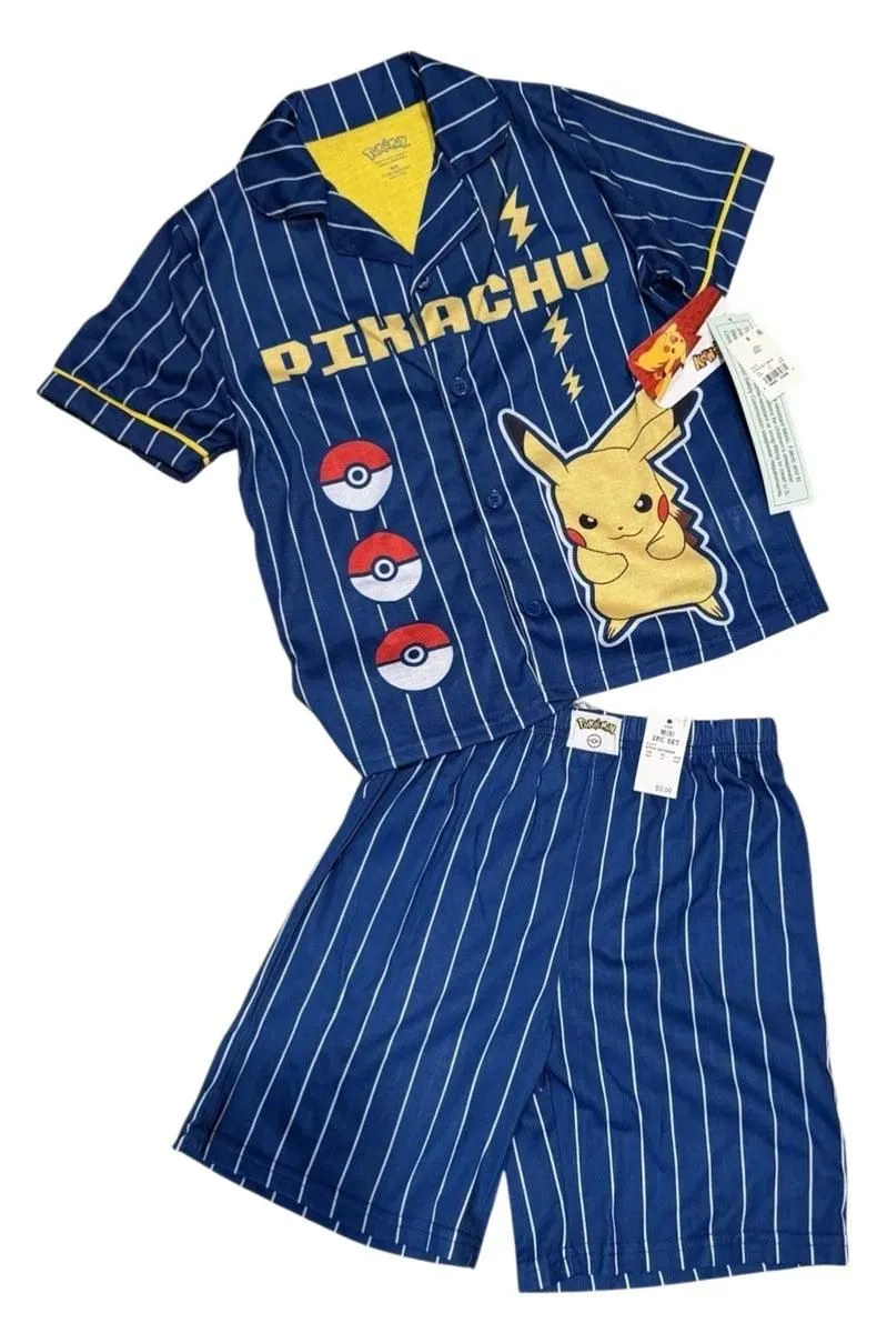 Pokemon- Pikachu Boys 10-12 2 piece Pjama Set- Blue