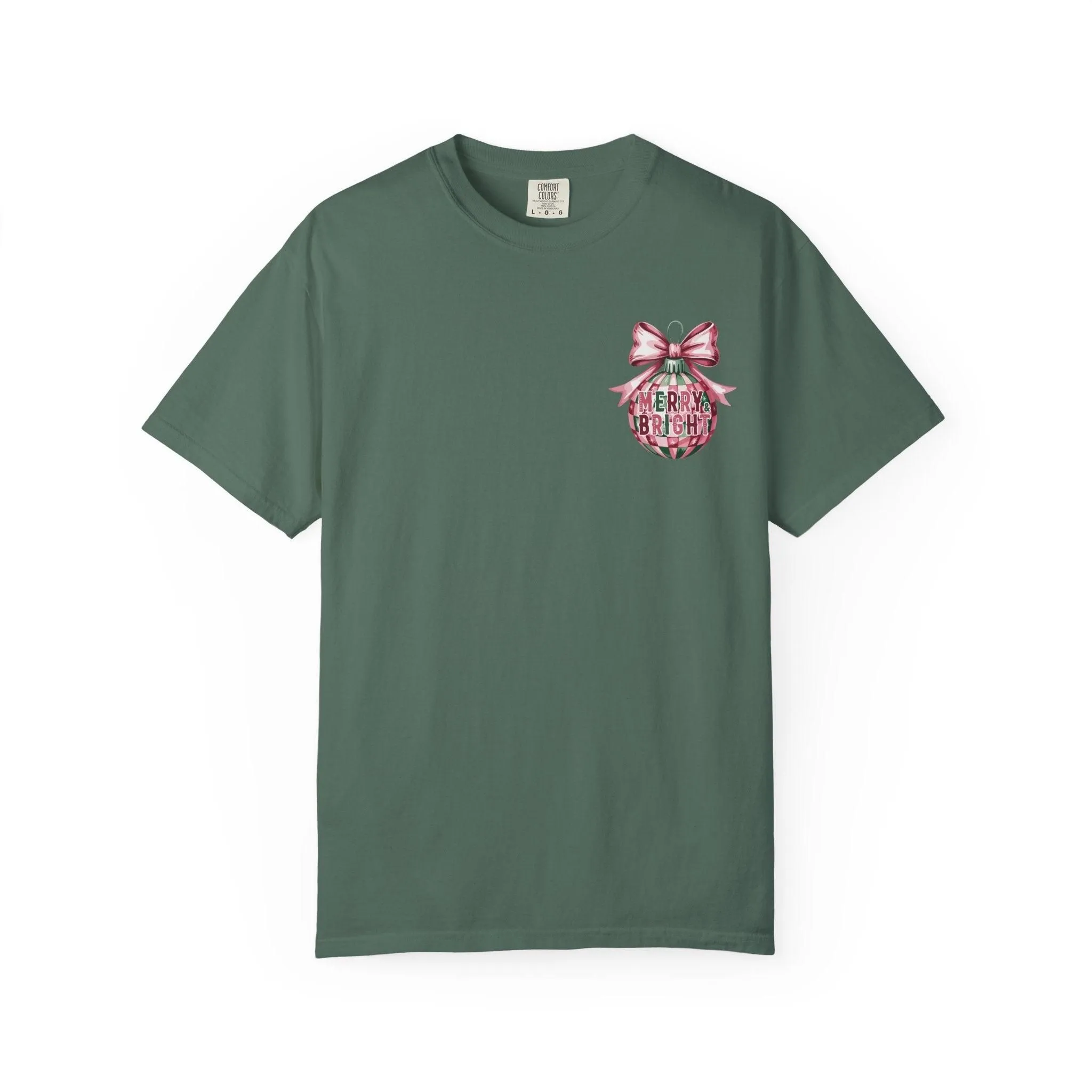 Holiday Patchwork Tee - "Merry & Bright" Graphic T-Shirt