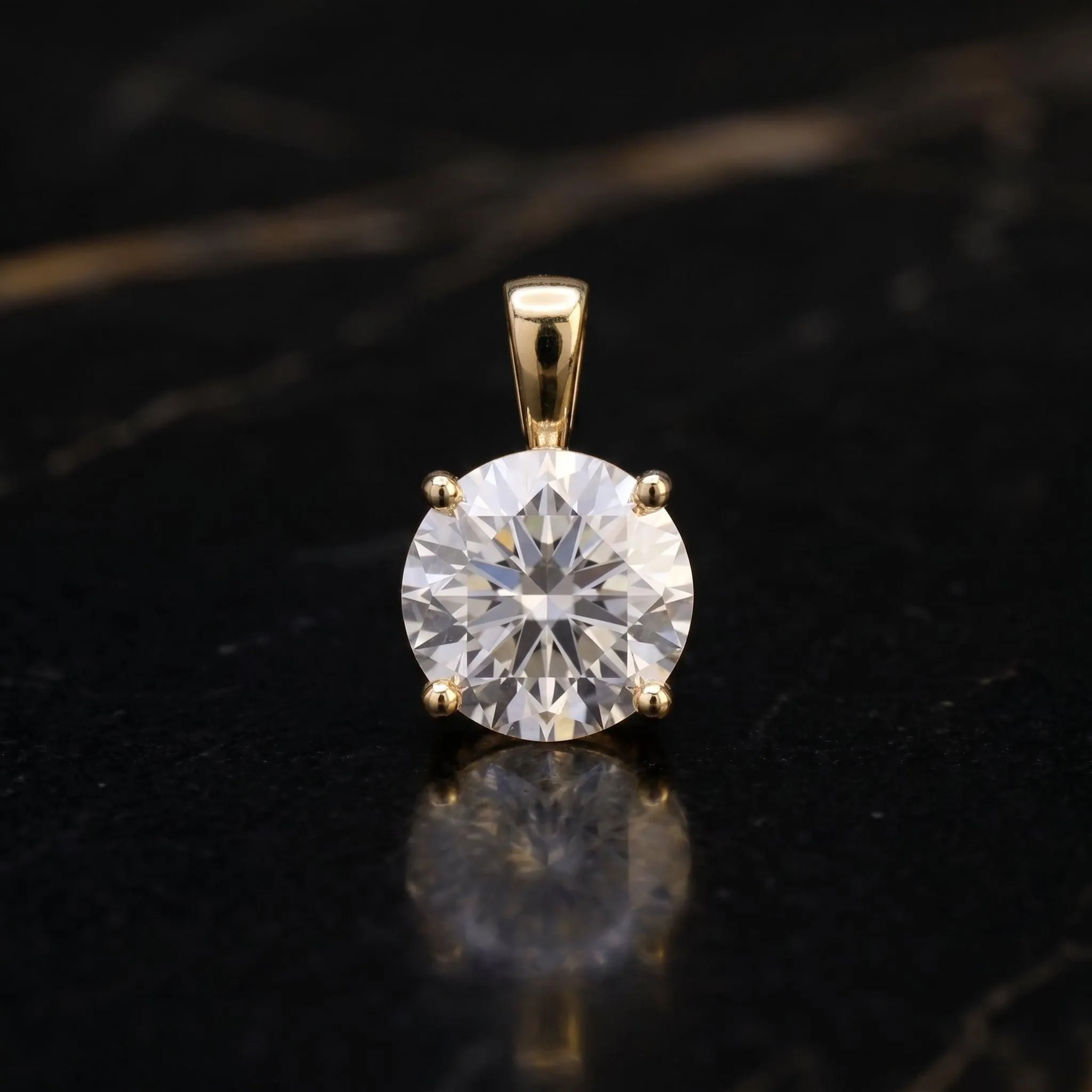 Genuine Moissanite Round 8mm Pendant 14k Gold Over 925 Sterling Silver