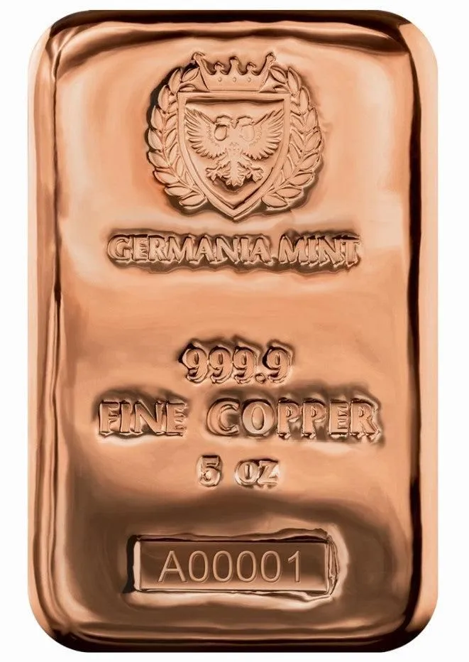 Germania Mint Copper Cast Bar 5oz