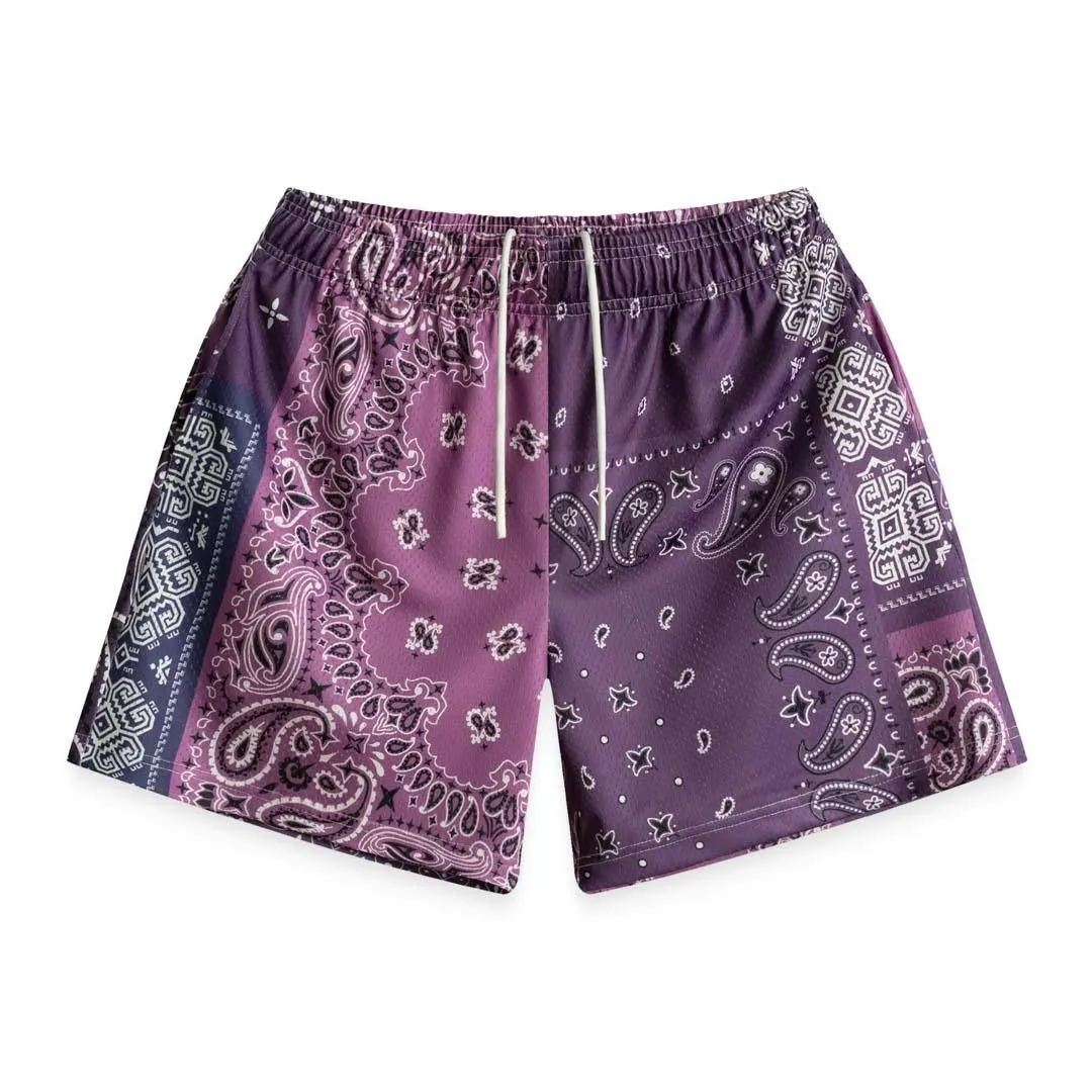 Bravest Studios Patchwork Paisley Shorts Purple