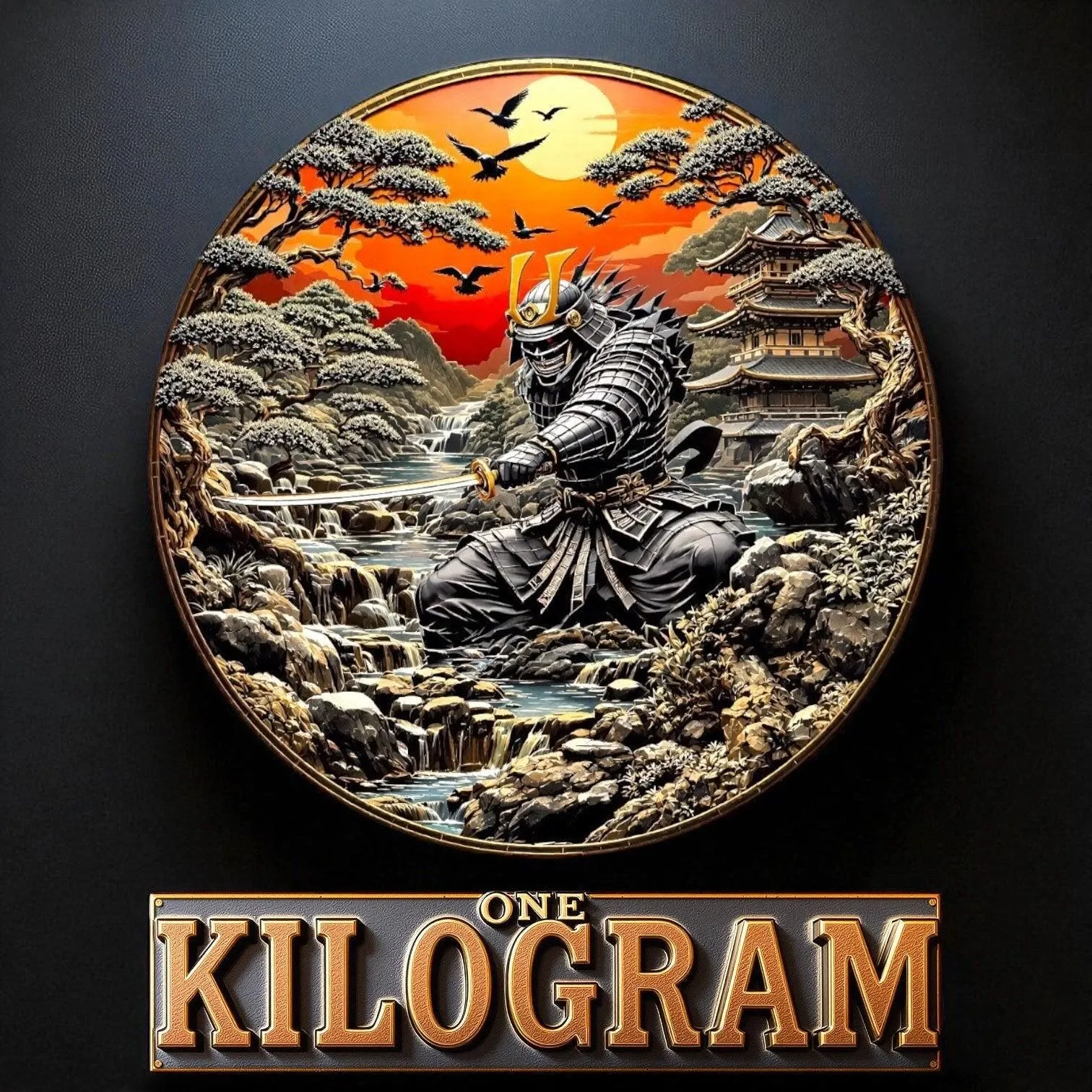 In Stock! 2nd Chance! Historic Warriors Samurai Colorized 1 Kilo Copper Round