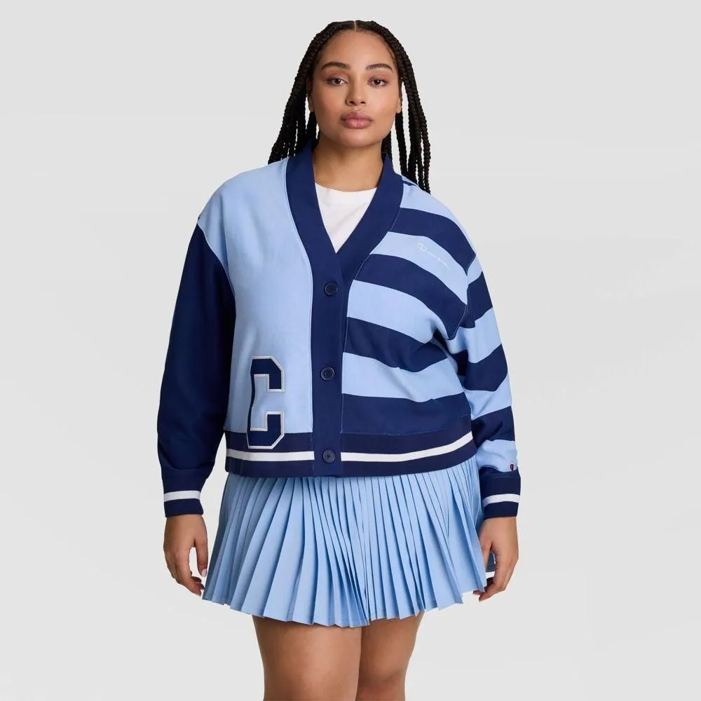 New without Tags - Champion Women's Collegiate Cardigan - Light Blue Striped 4X