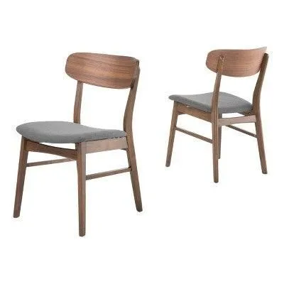 New without box - Set of 2 Lucious Dining Chair Dark Gray/Walnut - Christopher Knight Home