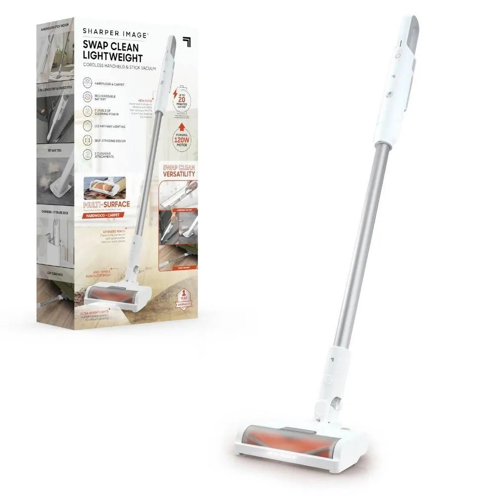 Open-box - Sharper Image Swap Clean Lightweight Cordless Handheld & Stick Vacuum Gray