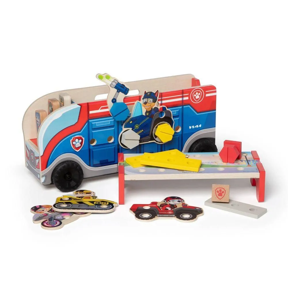 Brand New - Melissa Doug PAW Patrol Match Build Mission Cruiser 35pc Wooden Tools Panels