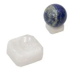 Square Selenite Sphere Stand - Natural Crystal Display Base