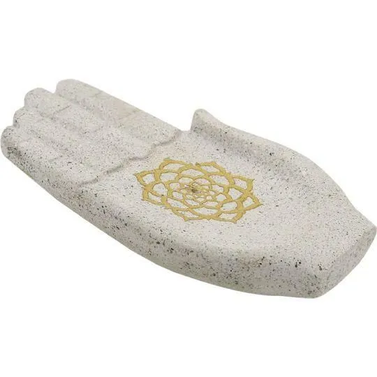 Golden Lotus Hand Incense Holder – Eco-Friendly Recycled Resin | Altar, Meditation & Sacred Space Décor