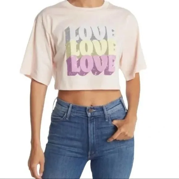 Product image for New Nordstrom Abound Love Crop Graphic Tee In Pink Creole Love Medium​