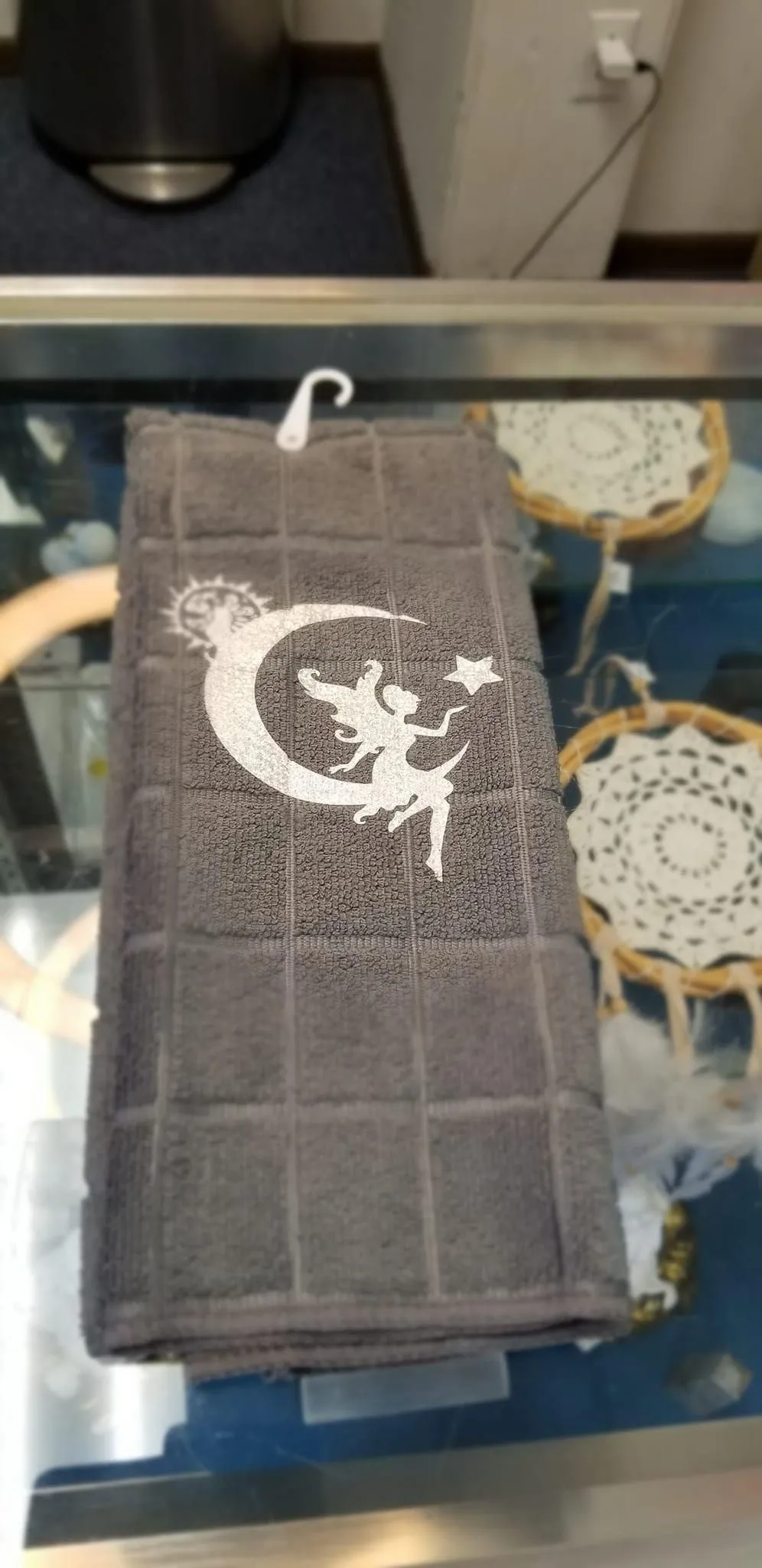 Fairy Sitting on Moon with Mandala Sun Hand Towel – Microfiber 15x25" Handmade Design